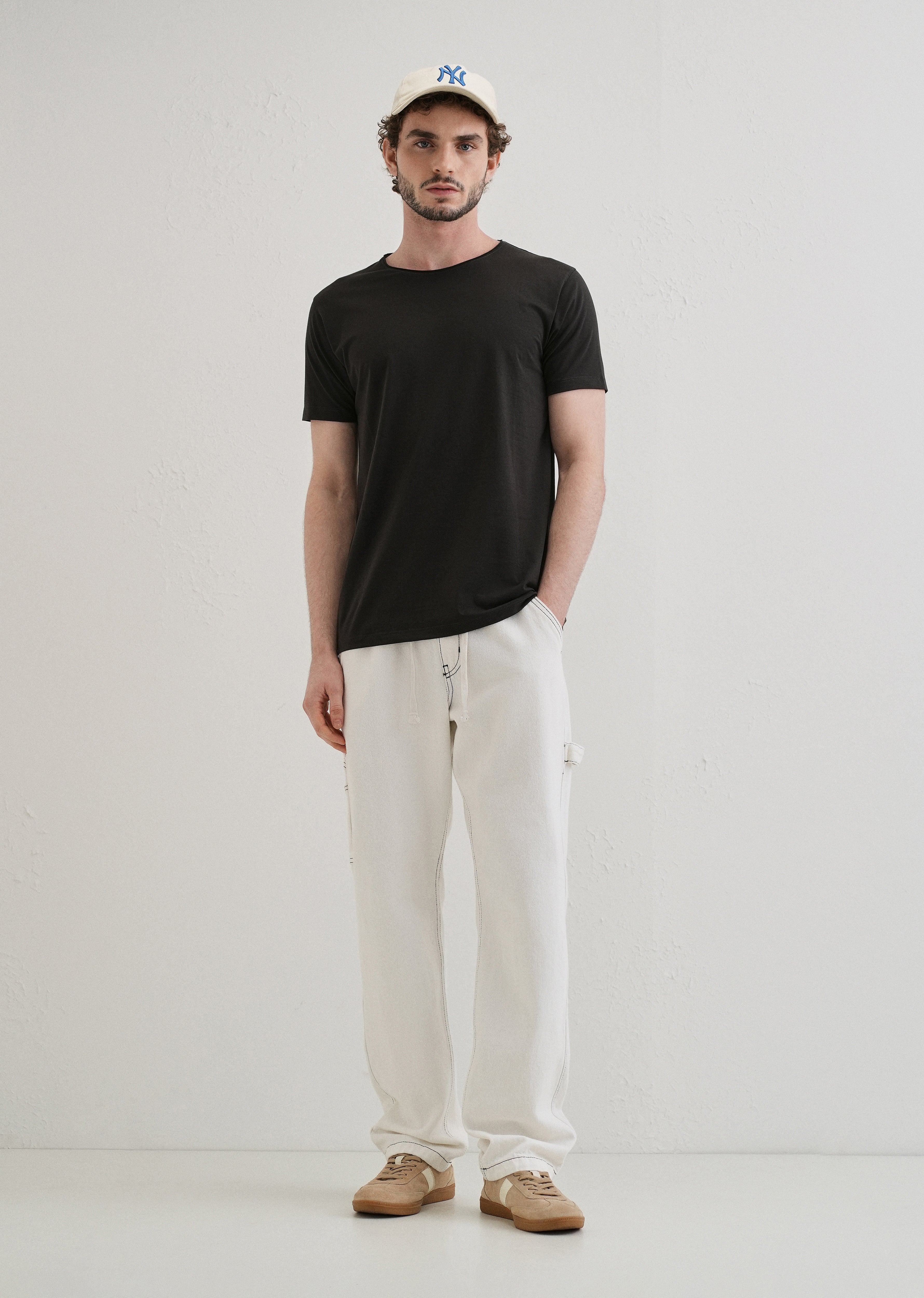 Shadow Gray Plain Crew neck T-shirt