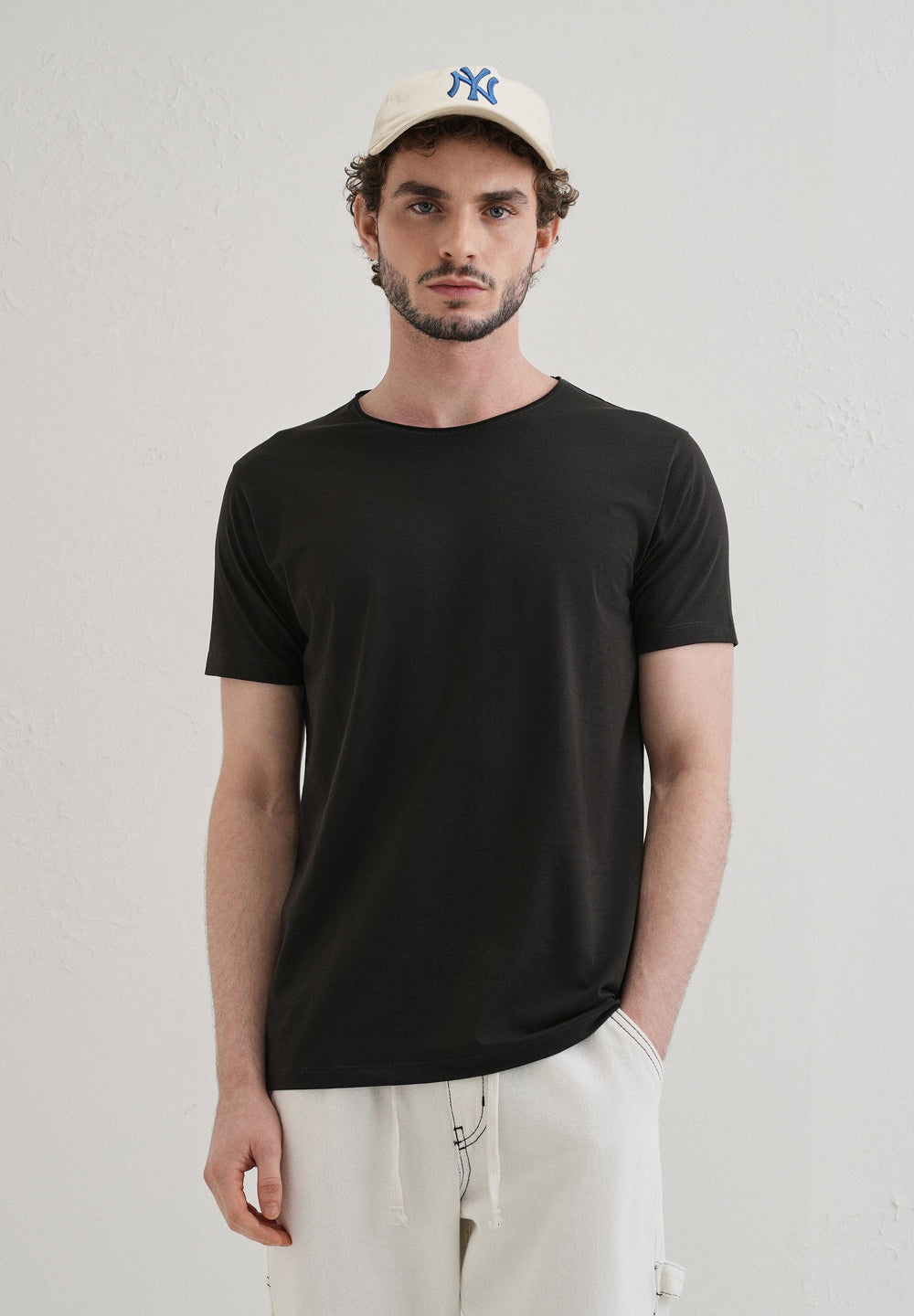 Shadow Gray Plain Crew neck T-shirt