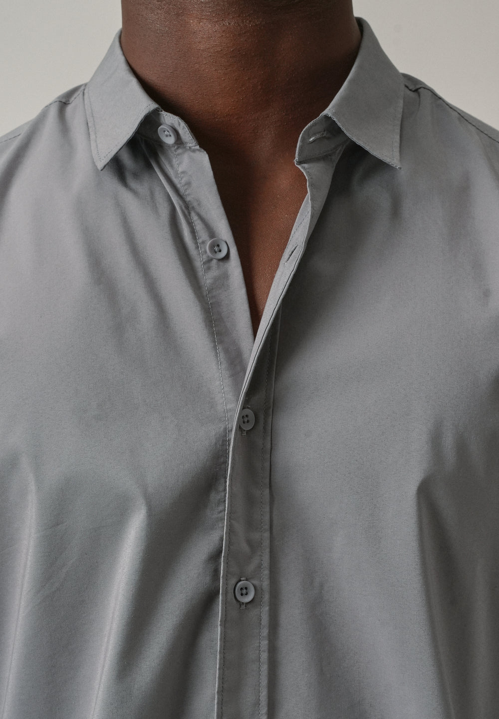 Shale Grey Plain Blended Cotton Shirt