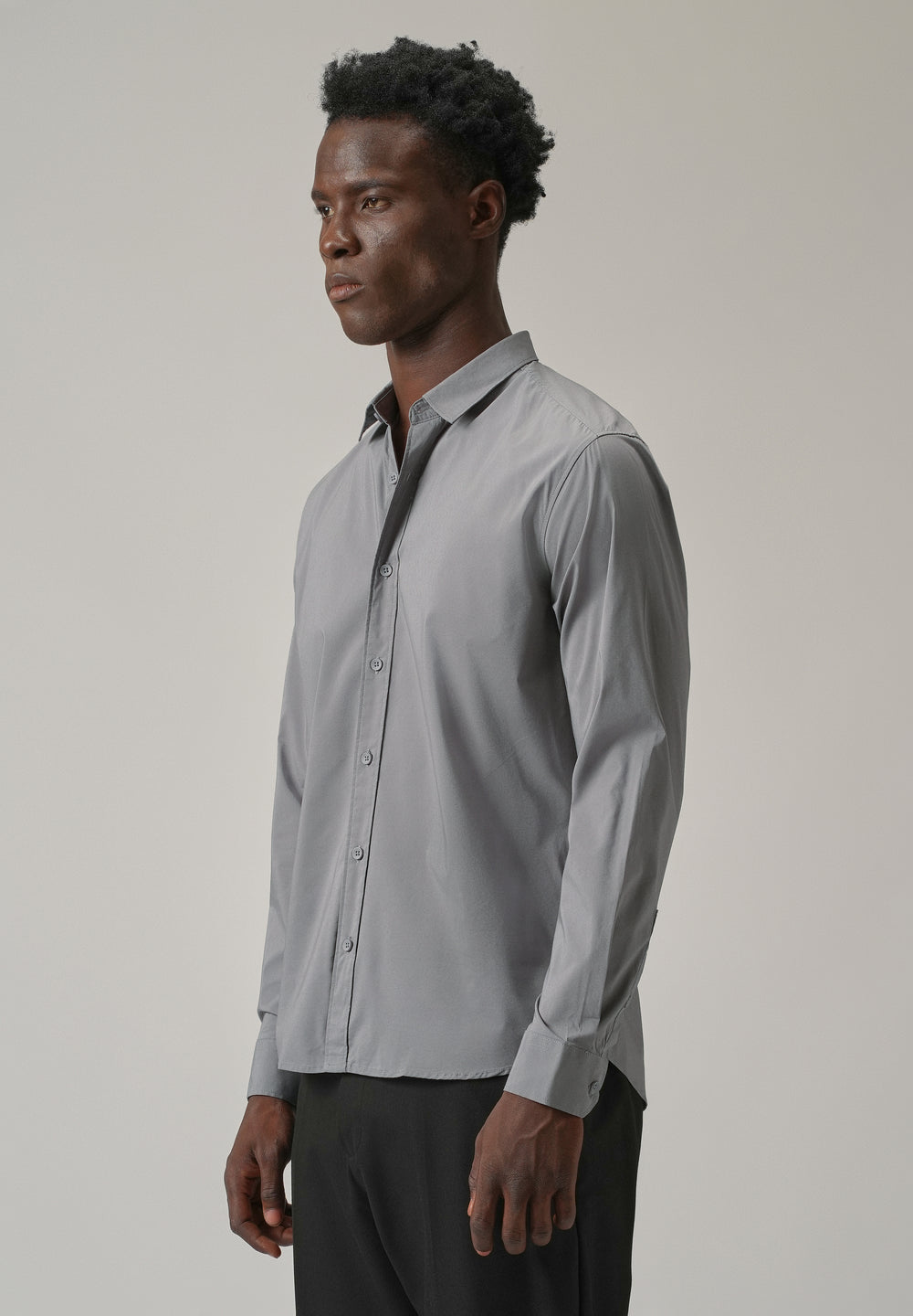 Shale Grey Plain Blended Cotton Shirt