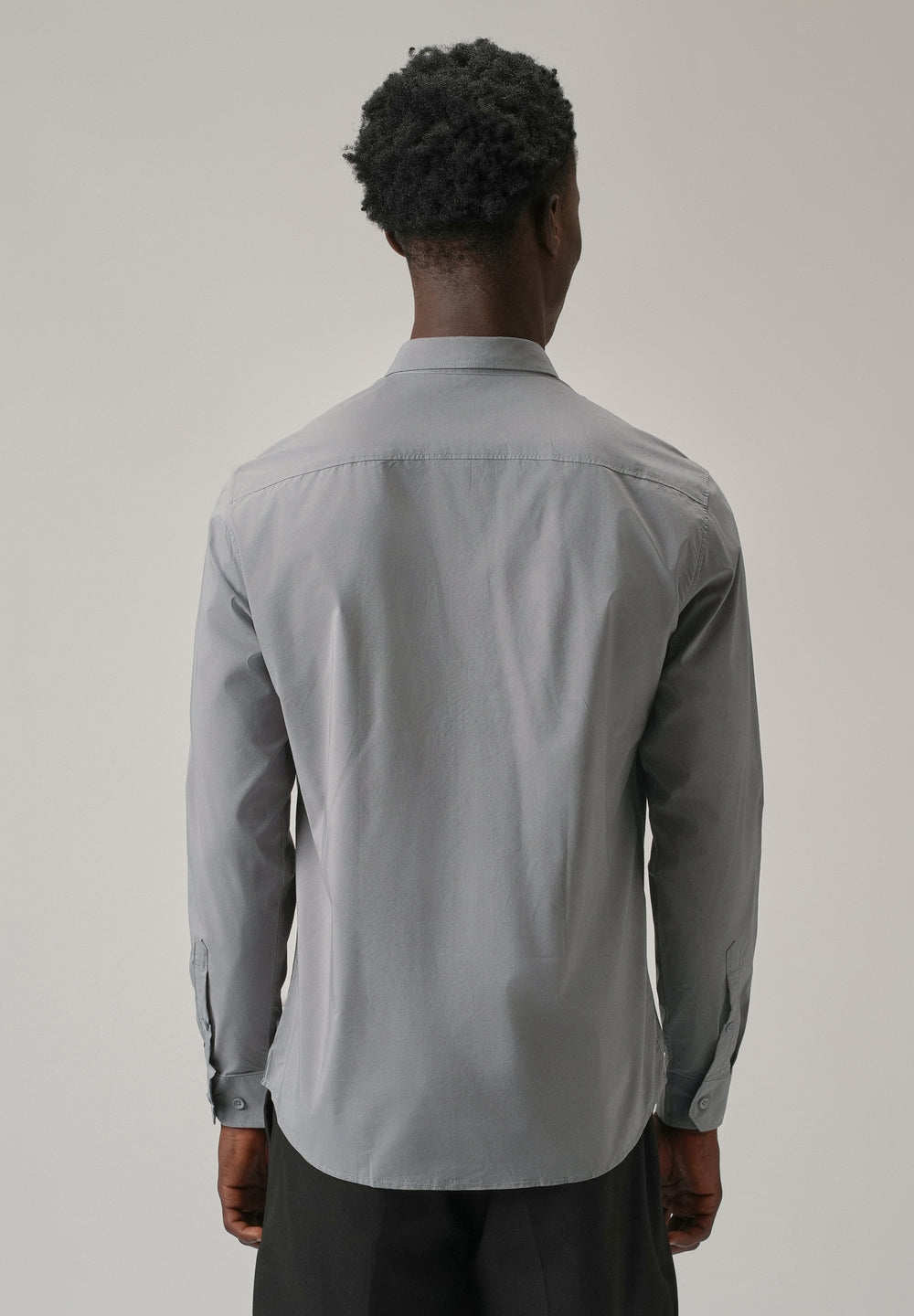 Shale Grey Plain Blended Cotton Shirt
