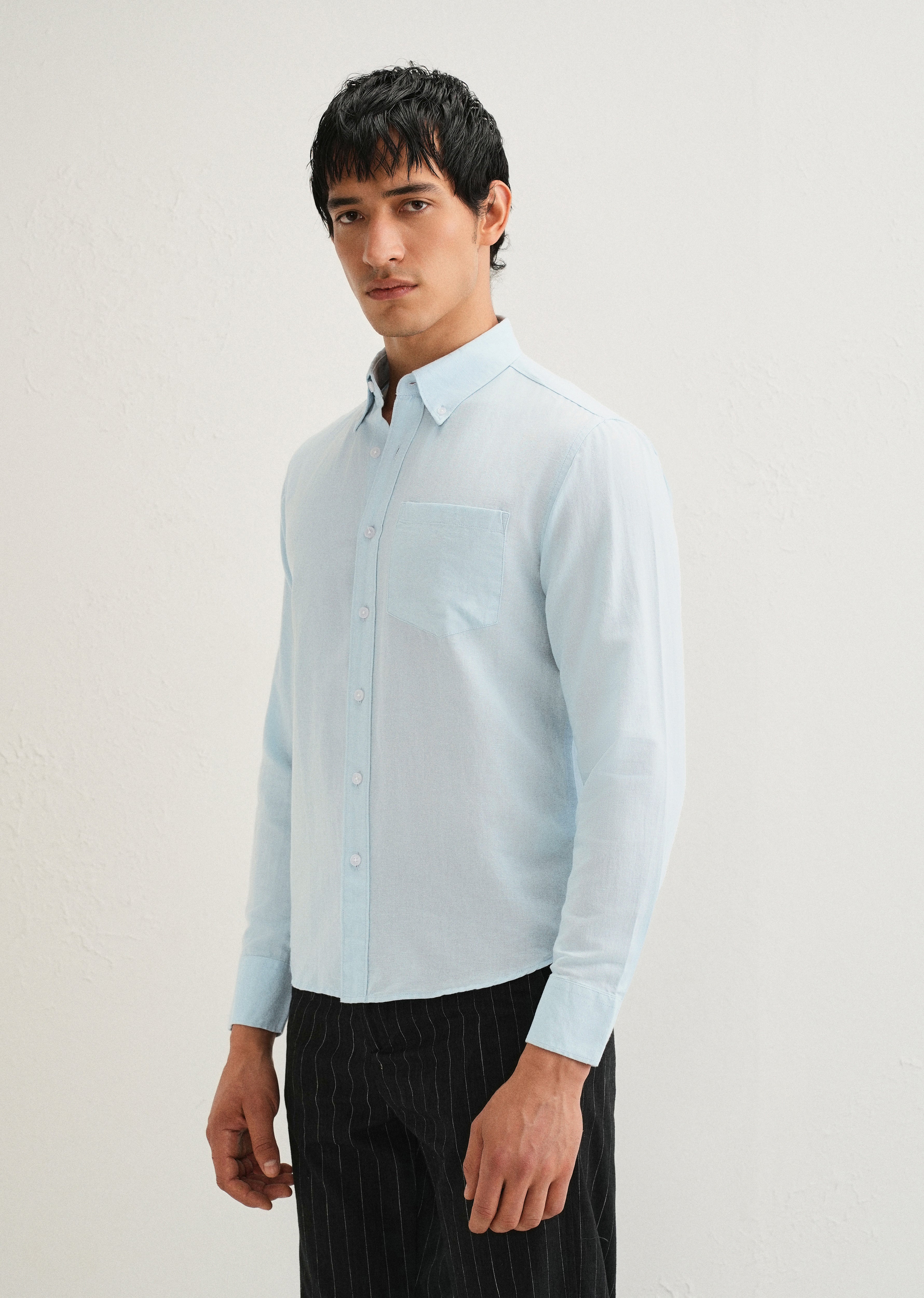 Sky Blue Cotton Linen Shirt