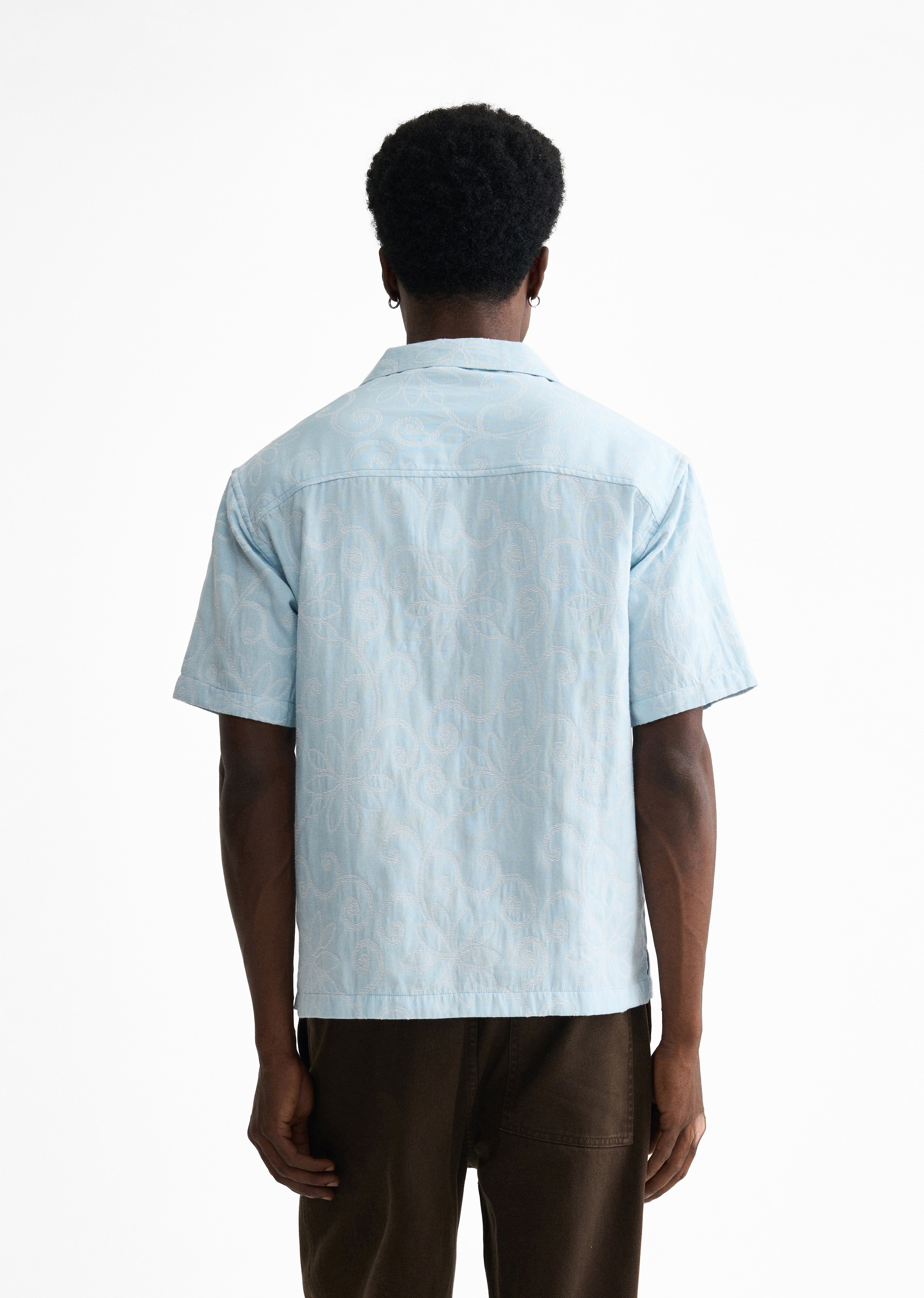 Sky Blue Floral Jacquard Shirt