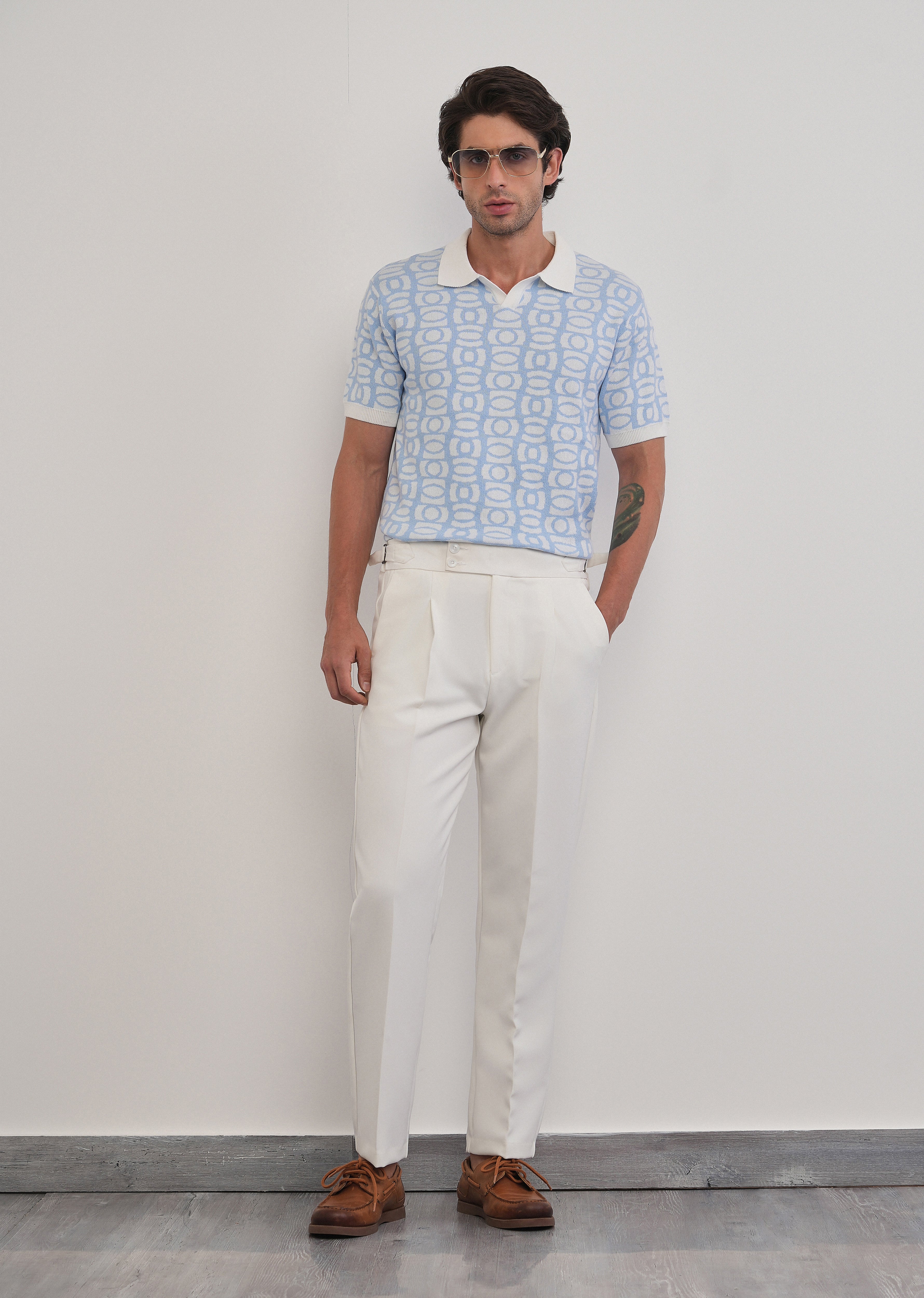 Cotton Sky Blue Knitted Polo