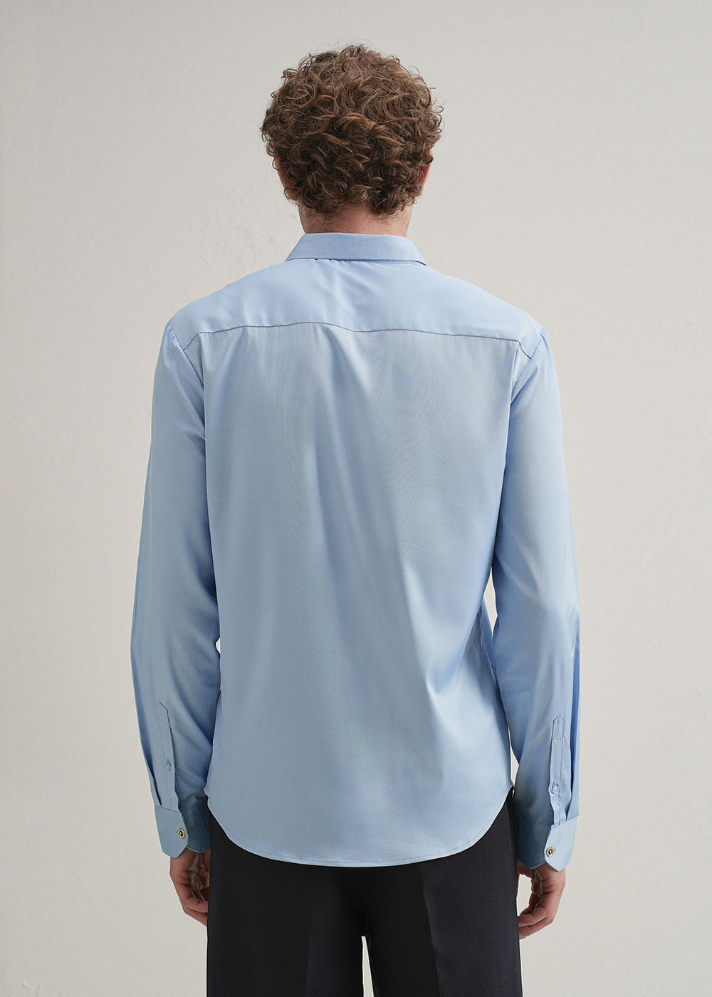 Sky Blue Plain Stitchless Placket Shirt