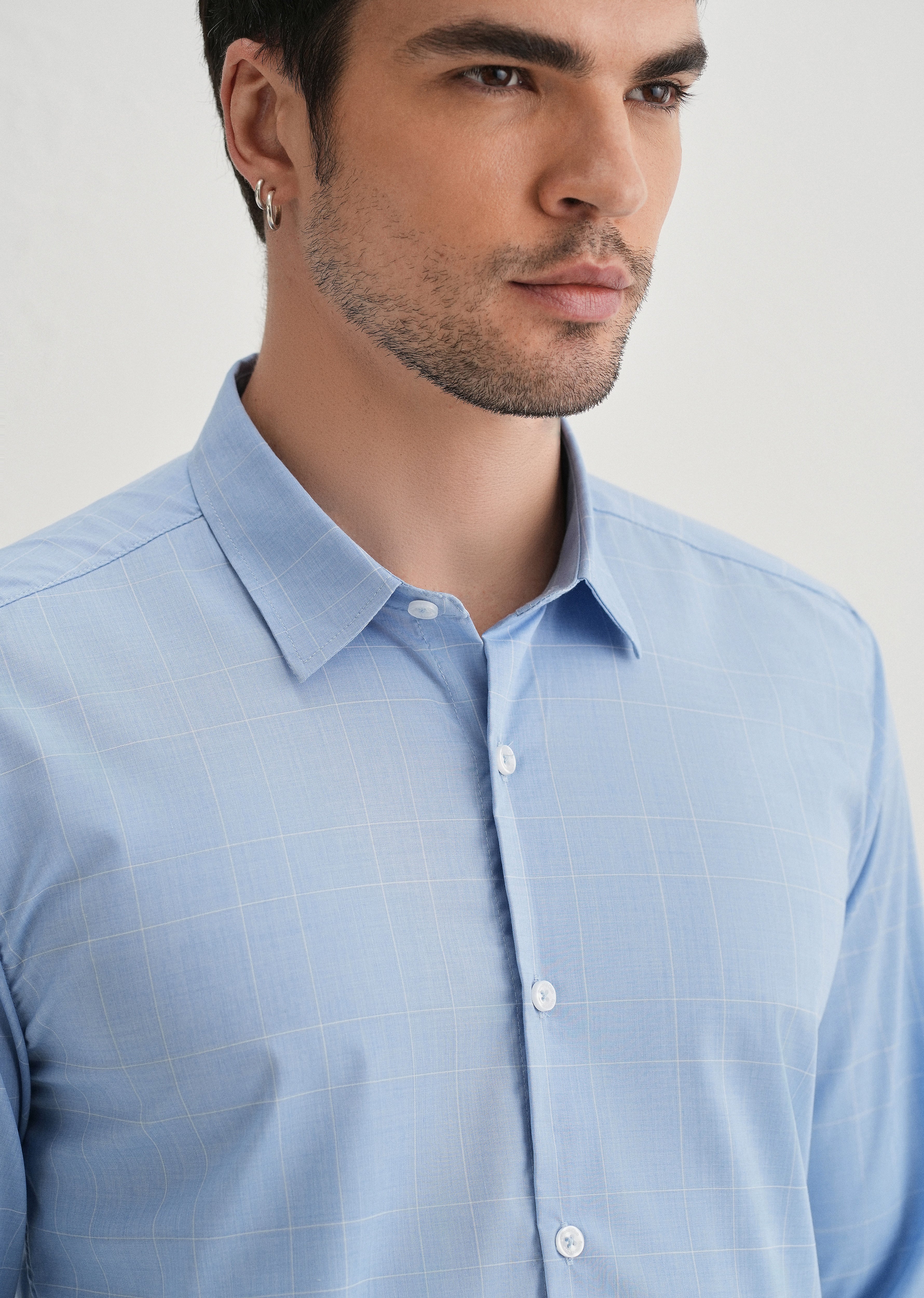 Sky Blue Windowpane Check Shirt