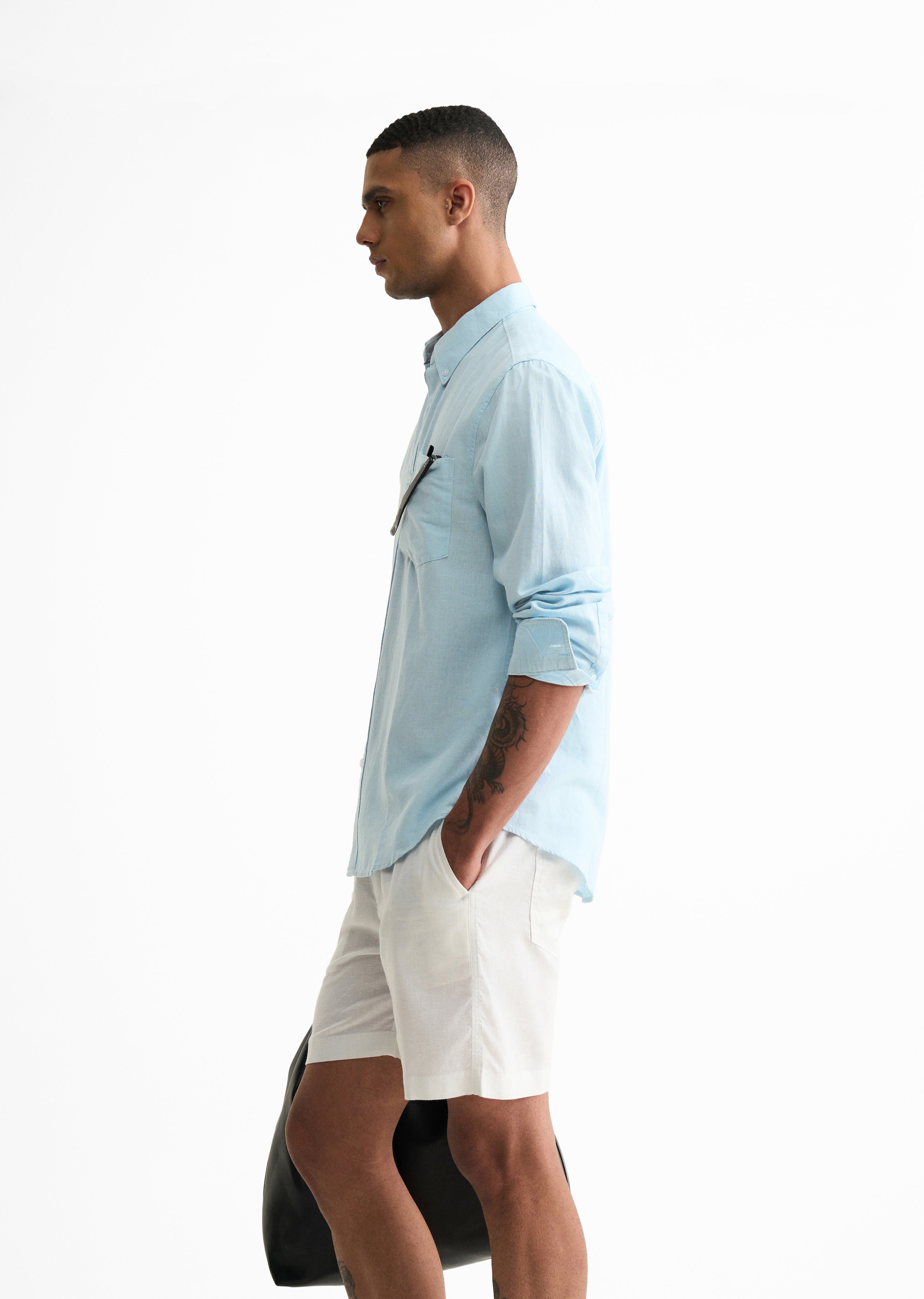 Sky Blue Cotton Linen Shirt