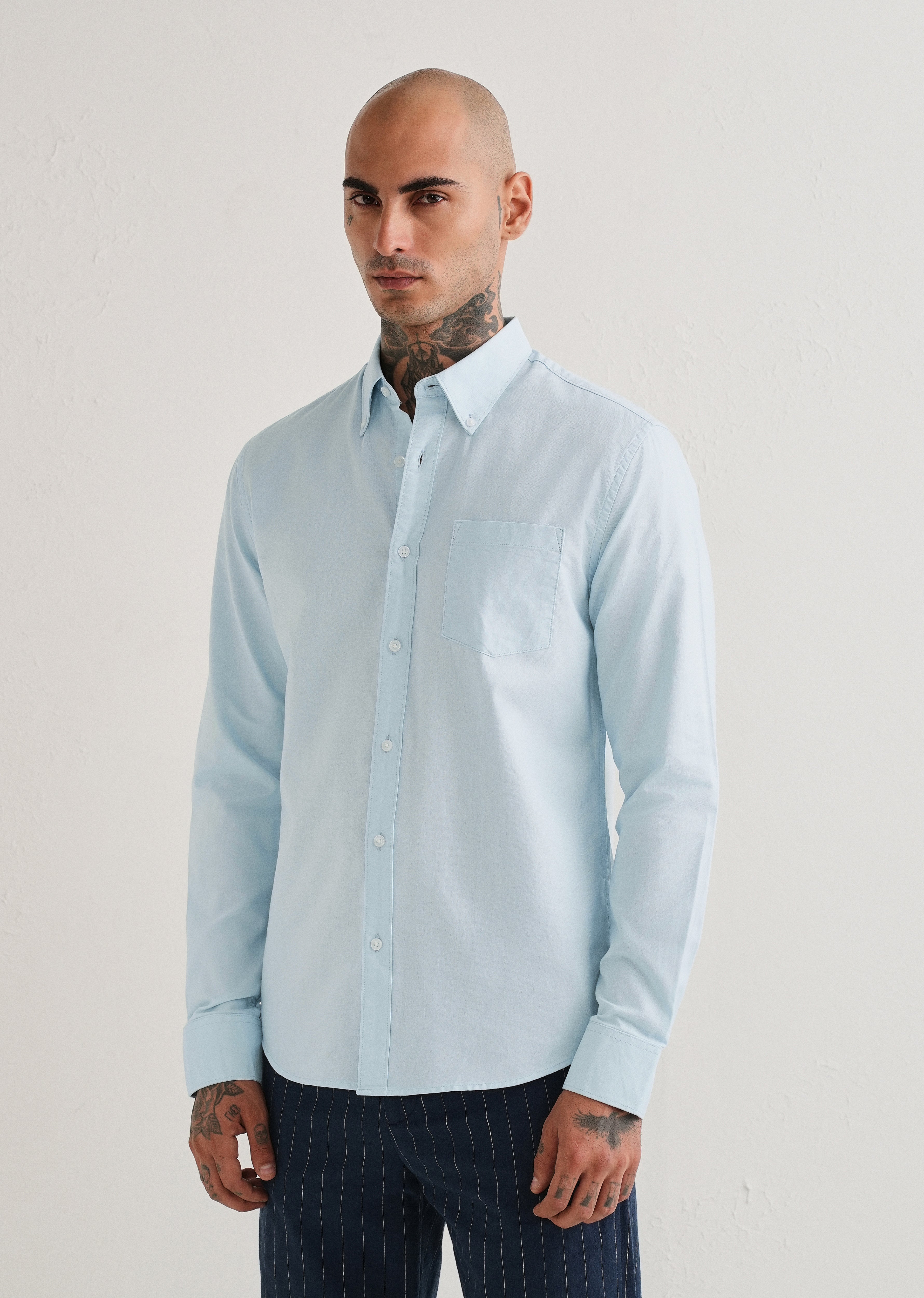 Sky Blue Plain Cotton Oxford Shirt