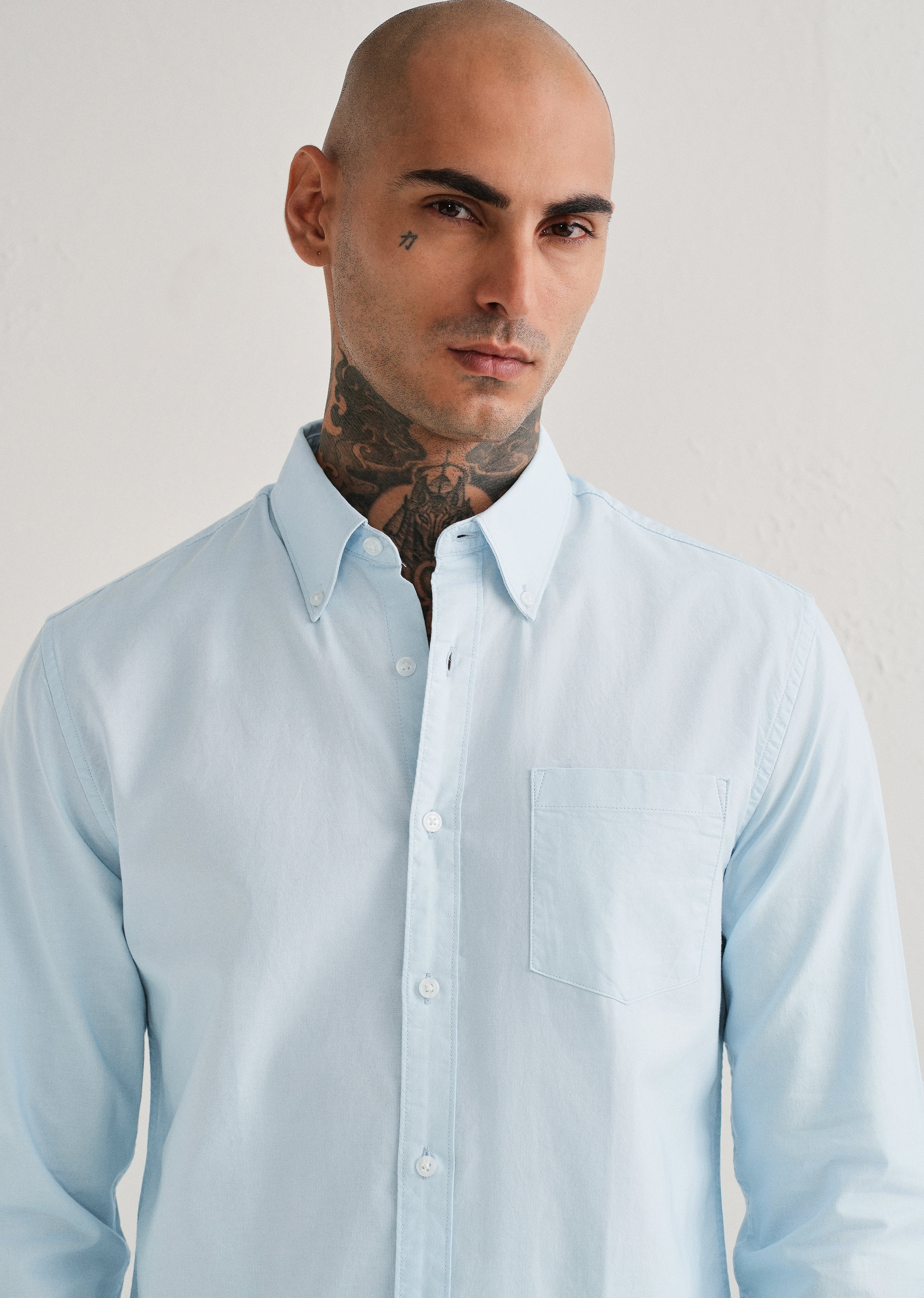 Sky Blue Plain Cotton Oxford Shirt