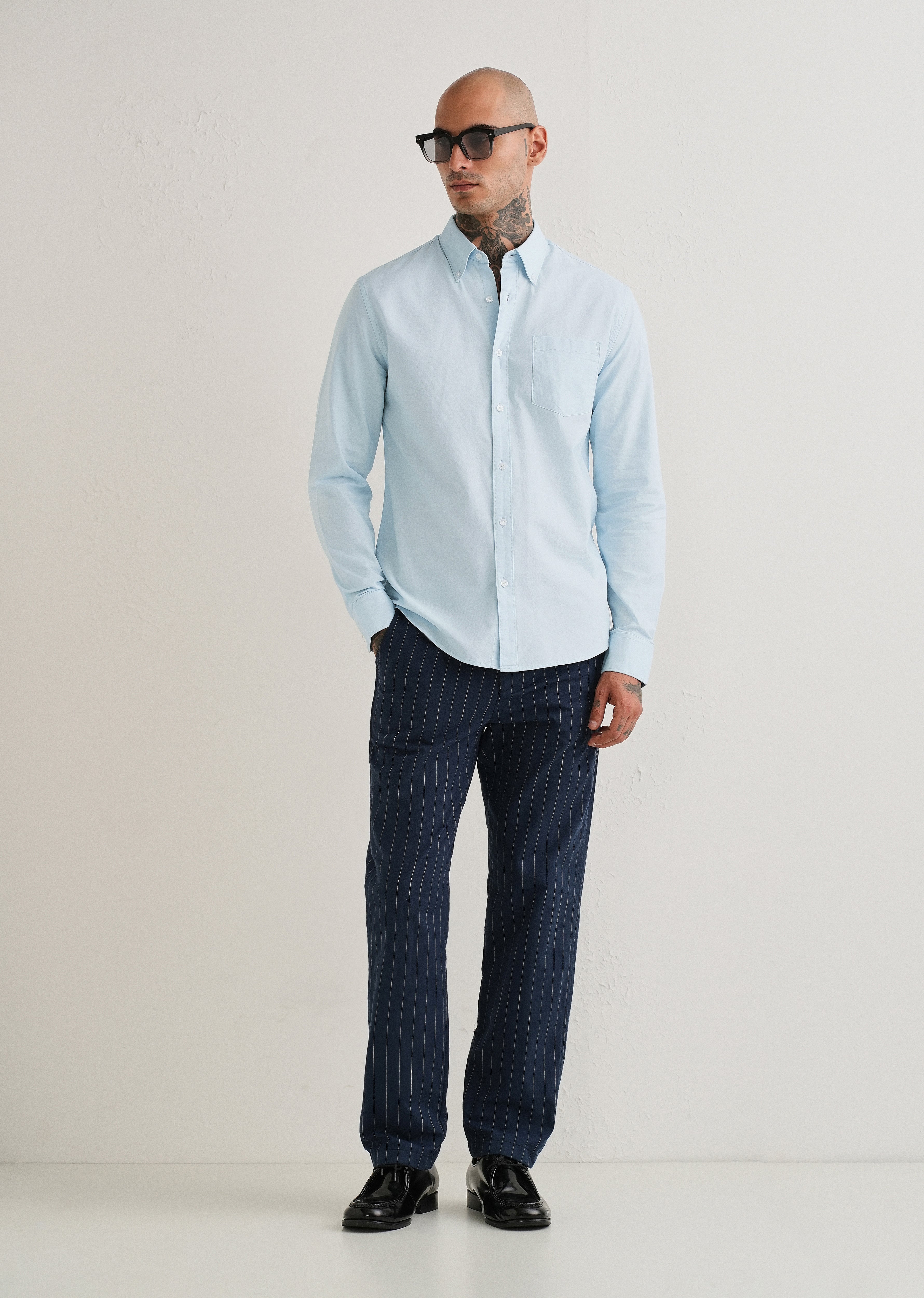 Sky Blue Plain Cotton Oxford Shirt