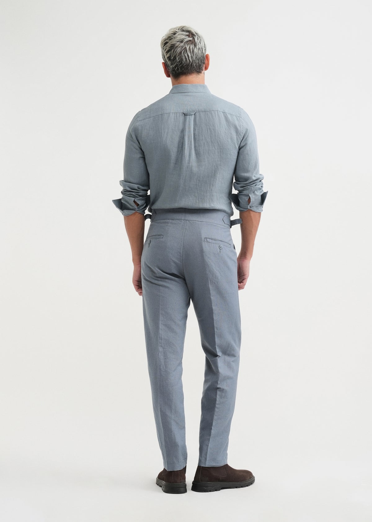 Slate Blue Cotton Linen Gurkha Pant