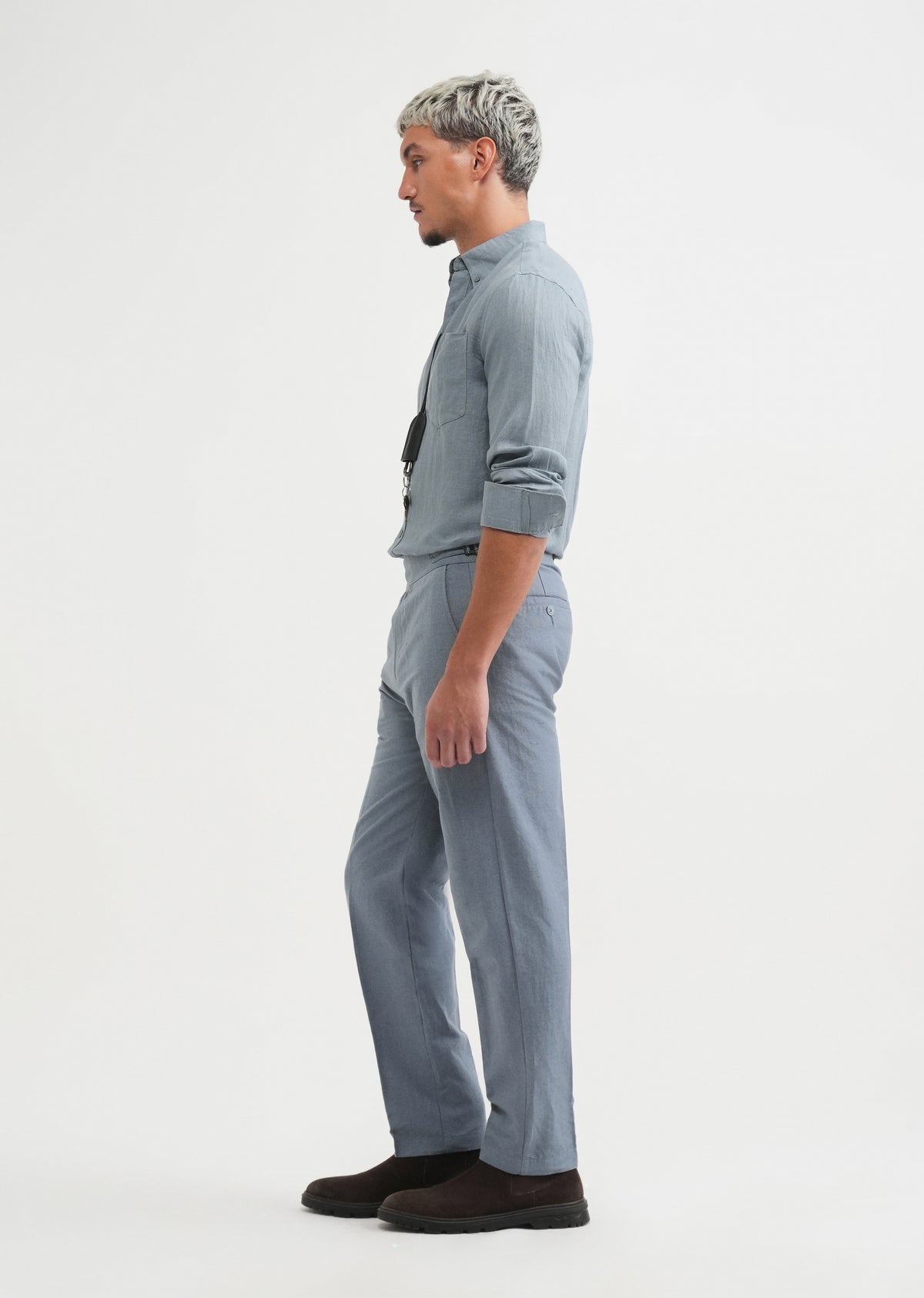 Slate Blue Cotton Linen Gurkha Pant