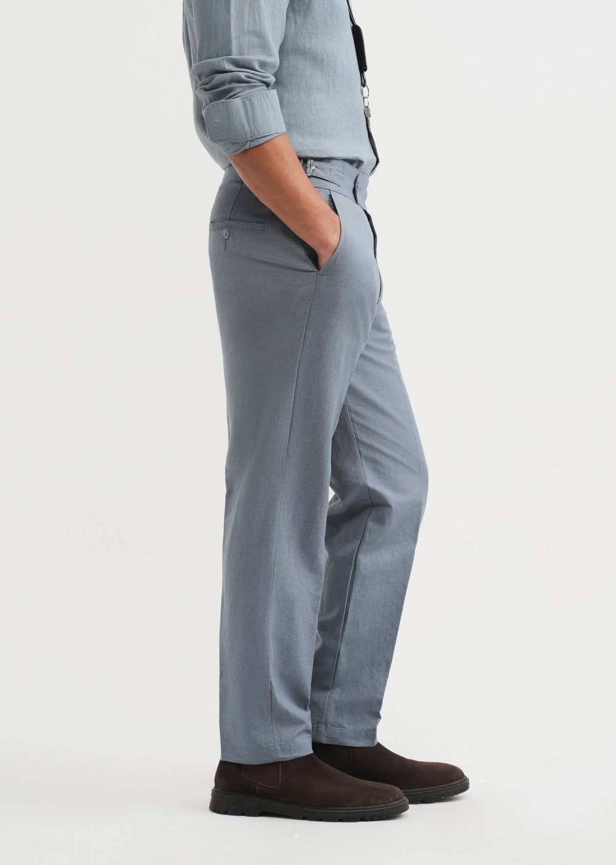 Slate Blue Cotton Linen Gurkha Pant