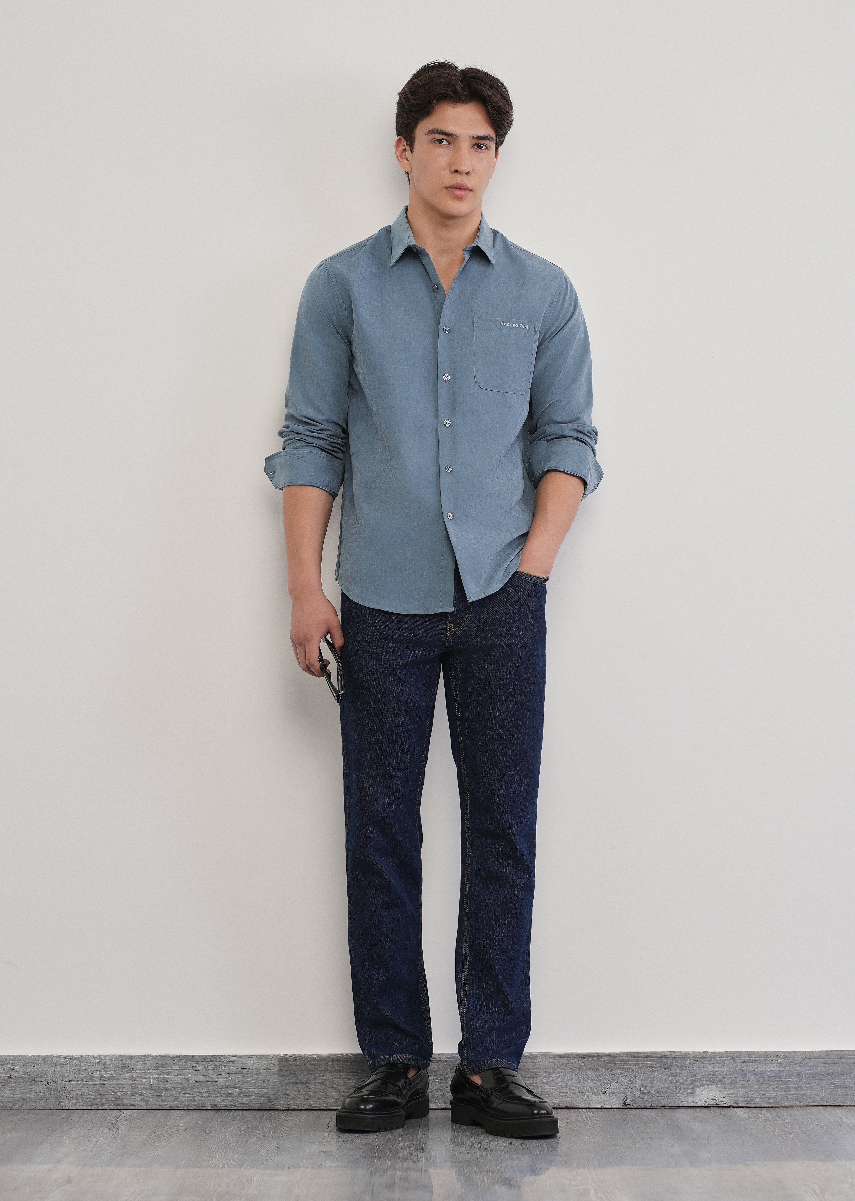 Slate Blue Suede Plain Shirt