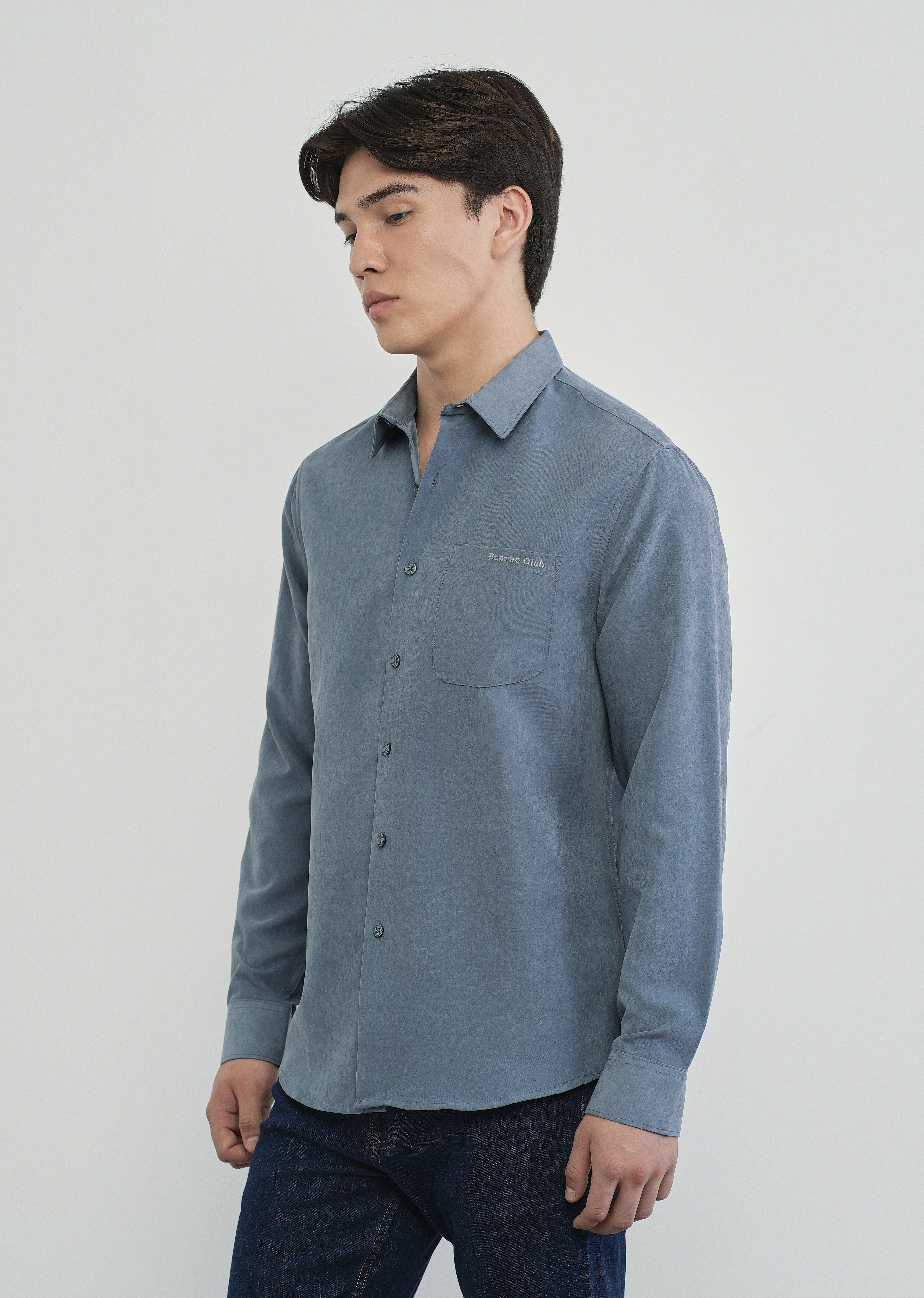 Slate Blue Suede Plain Shirt