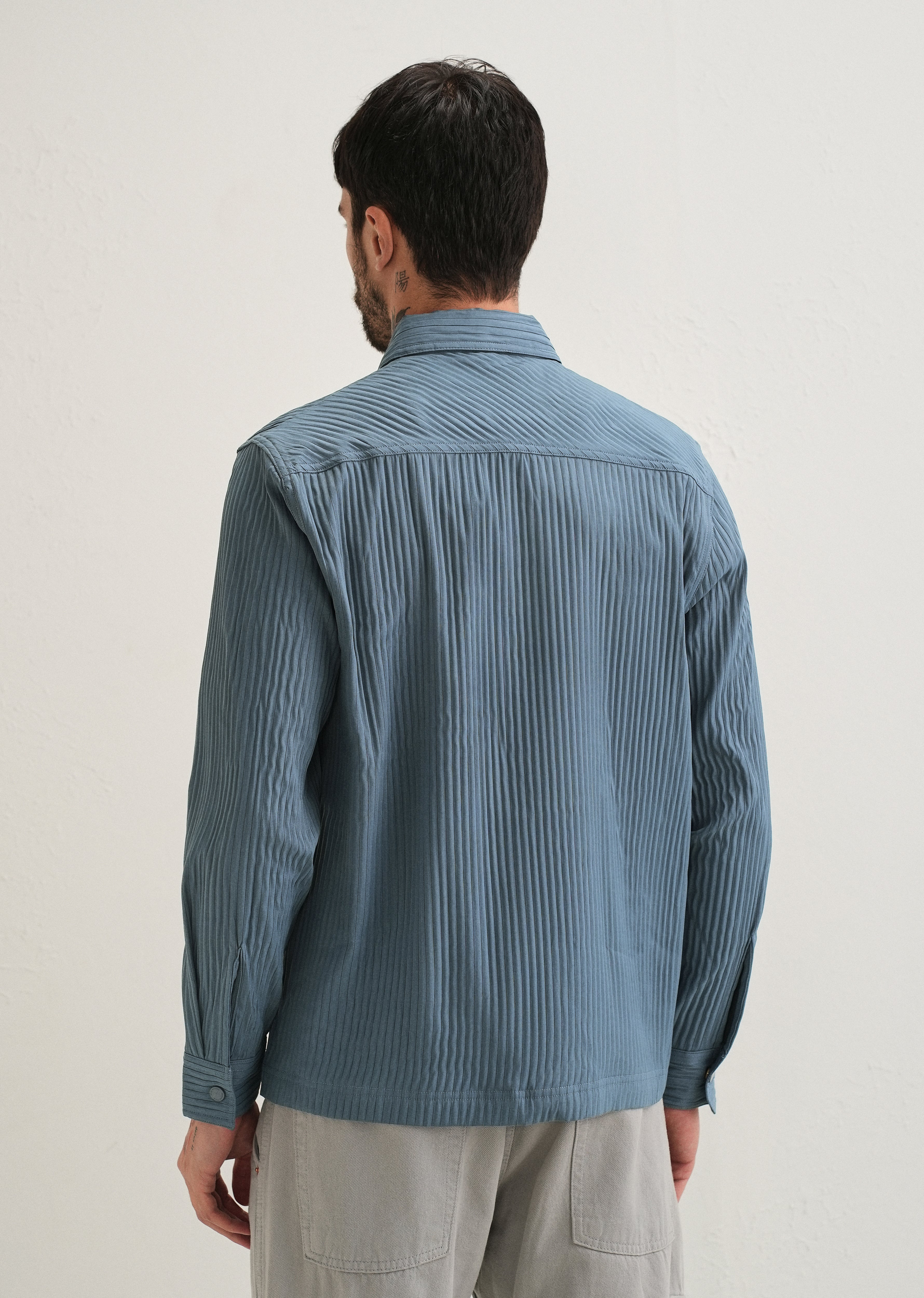 Slate Blue Textured Utility Shacket