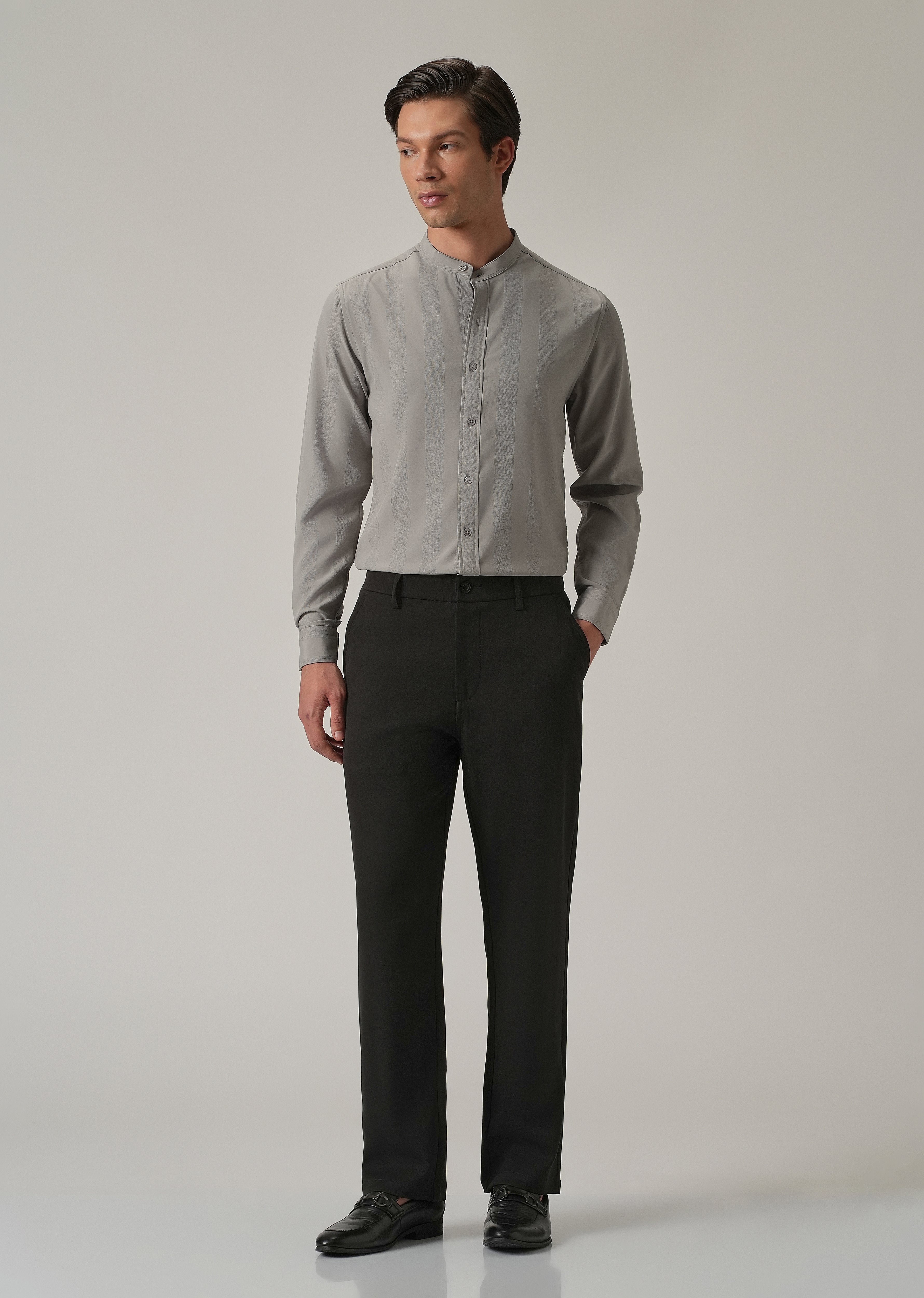 Slate Grey Plain Shein Patterned Shirt