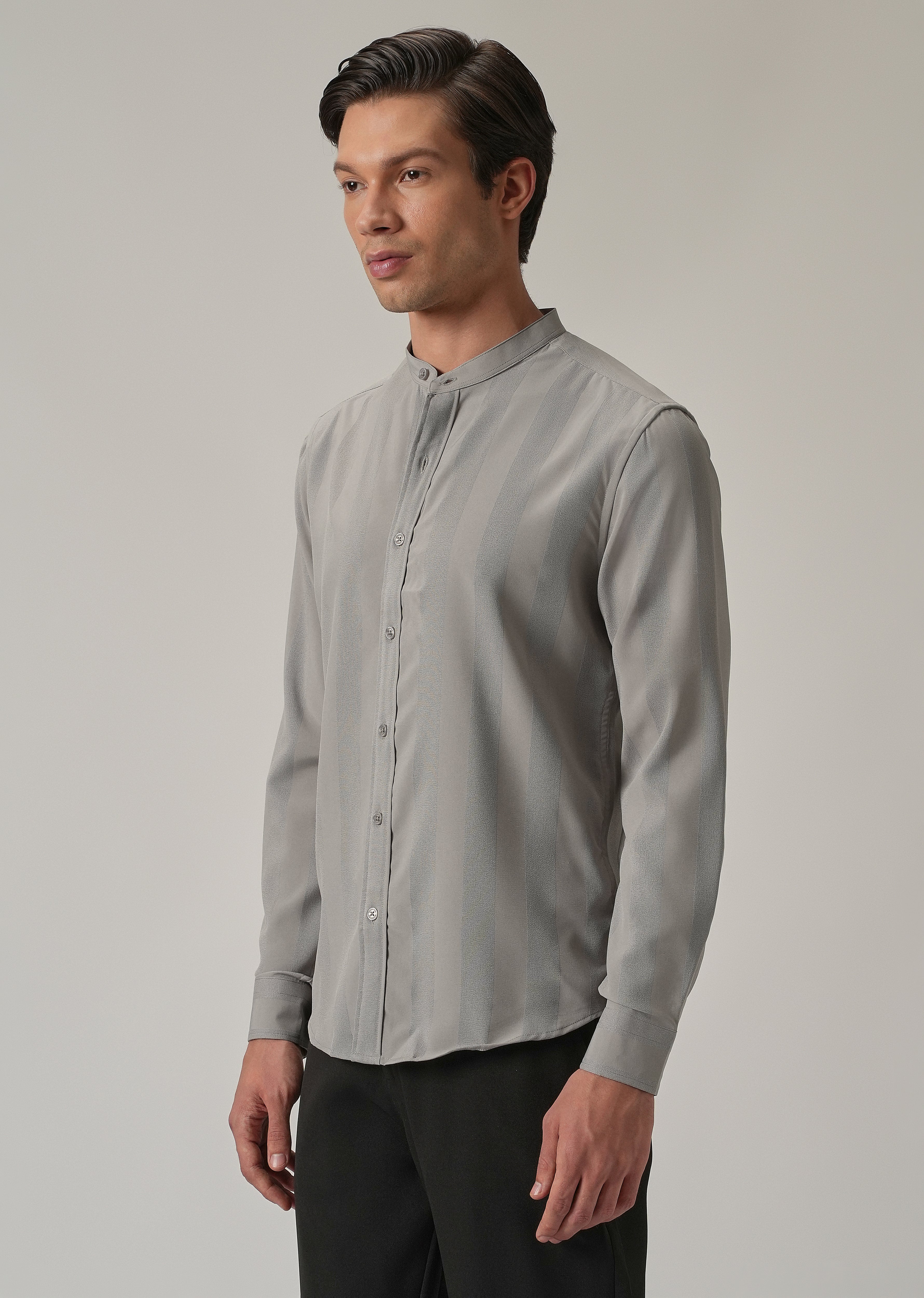 Slate Grey Plain Shein Patterned Shirt
