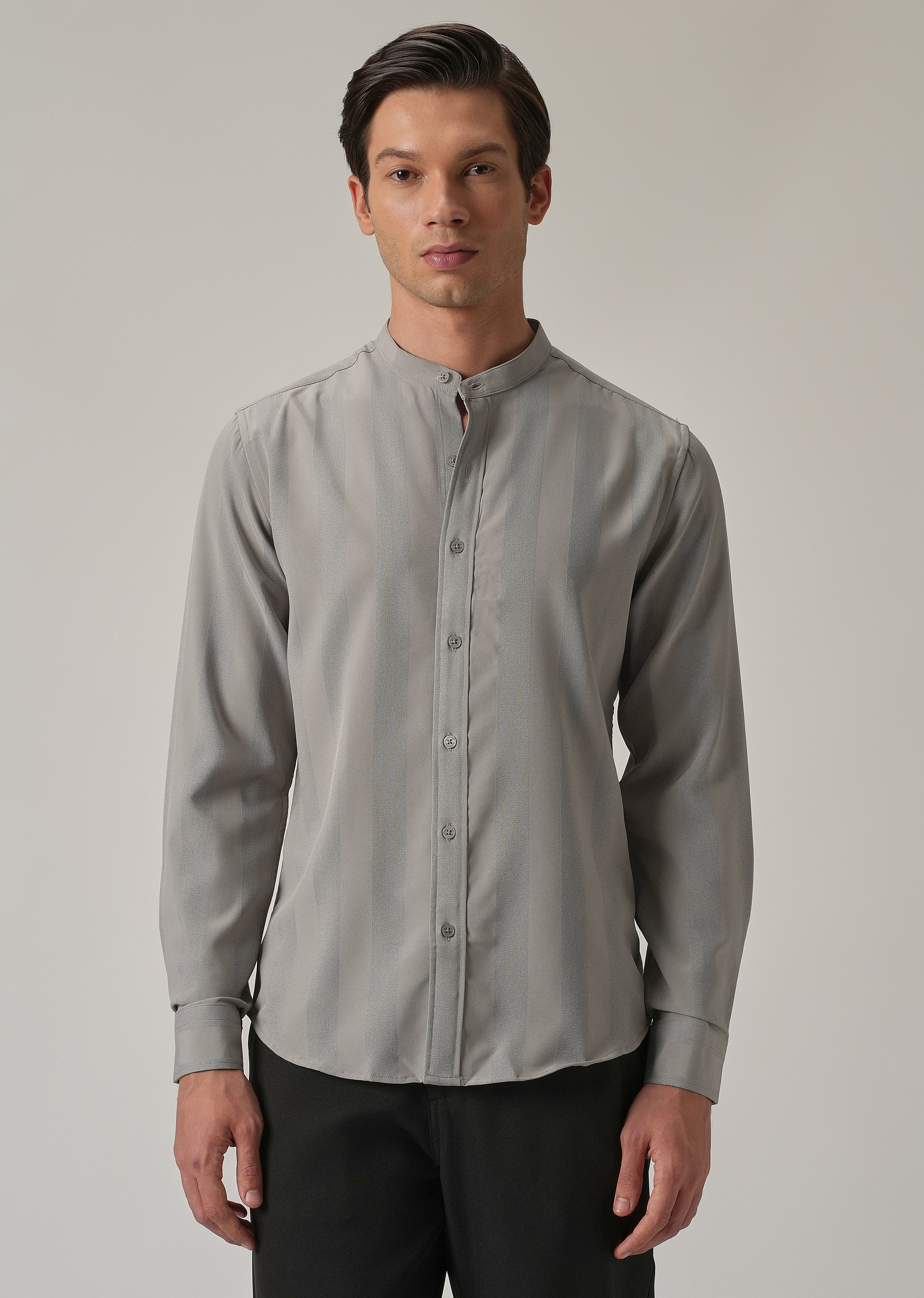 Slate Grey Plain Shein Patterned Shirt