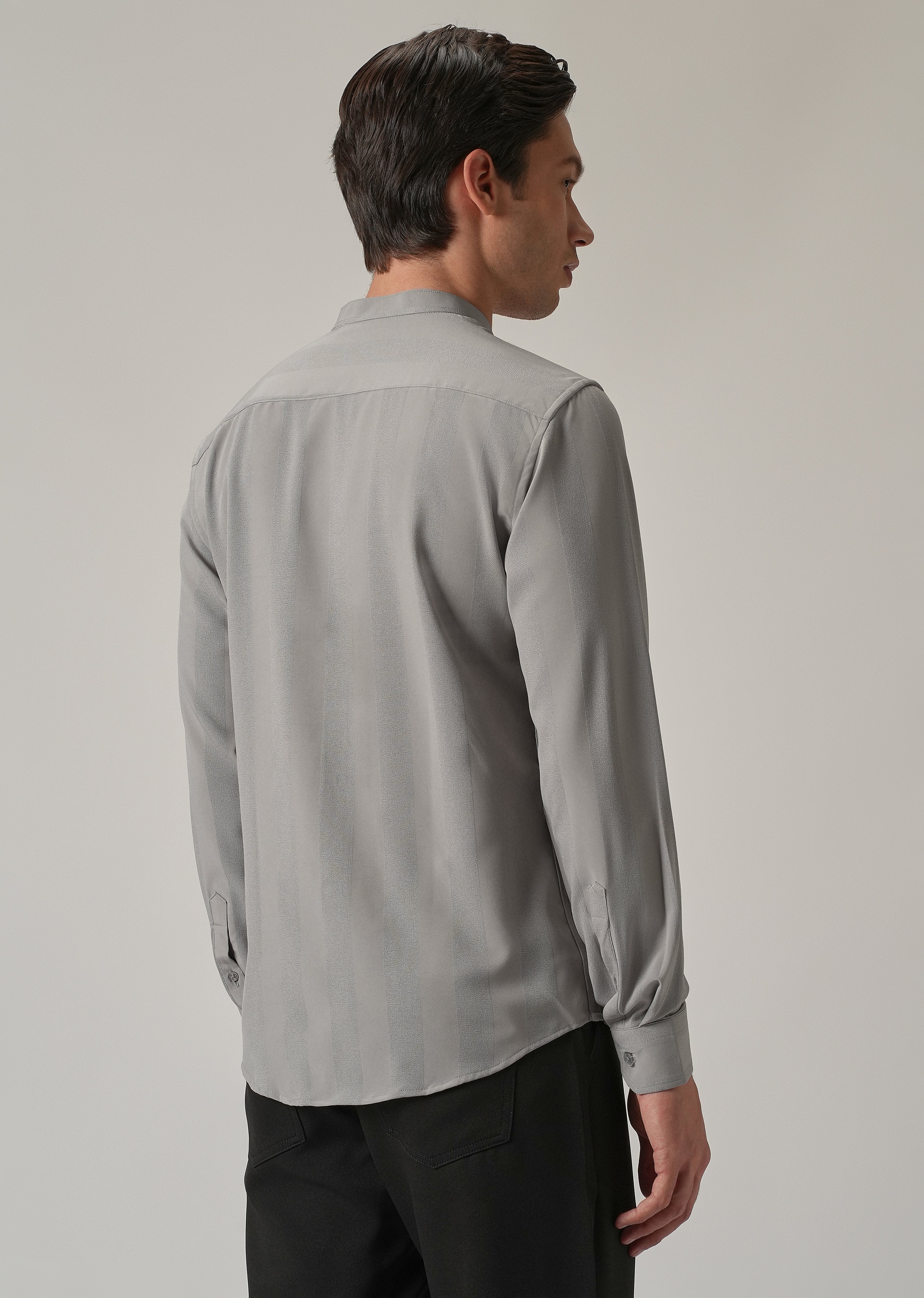 Slate Grey Plain Shein Patterned Shirt
