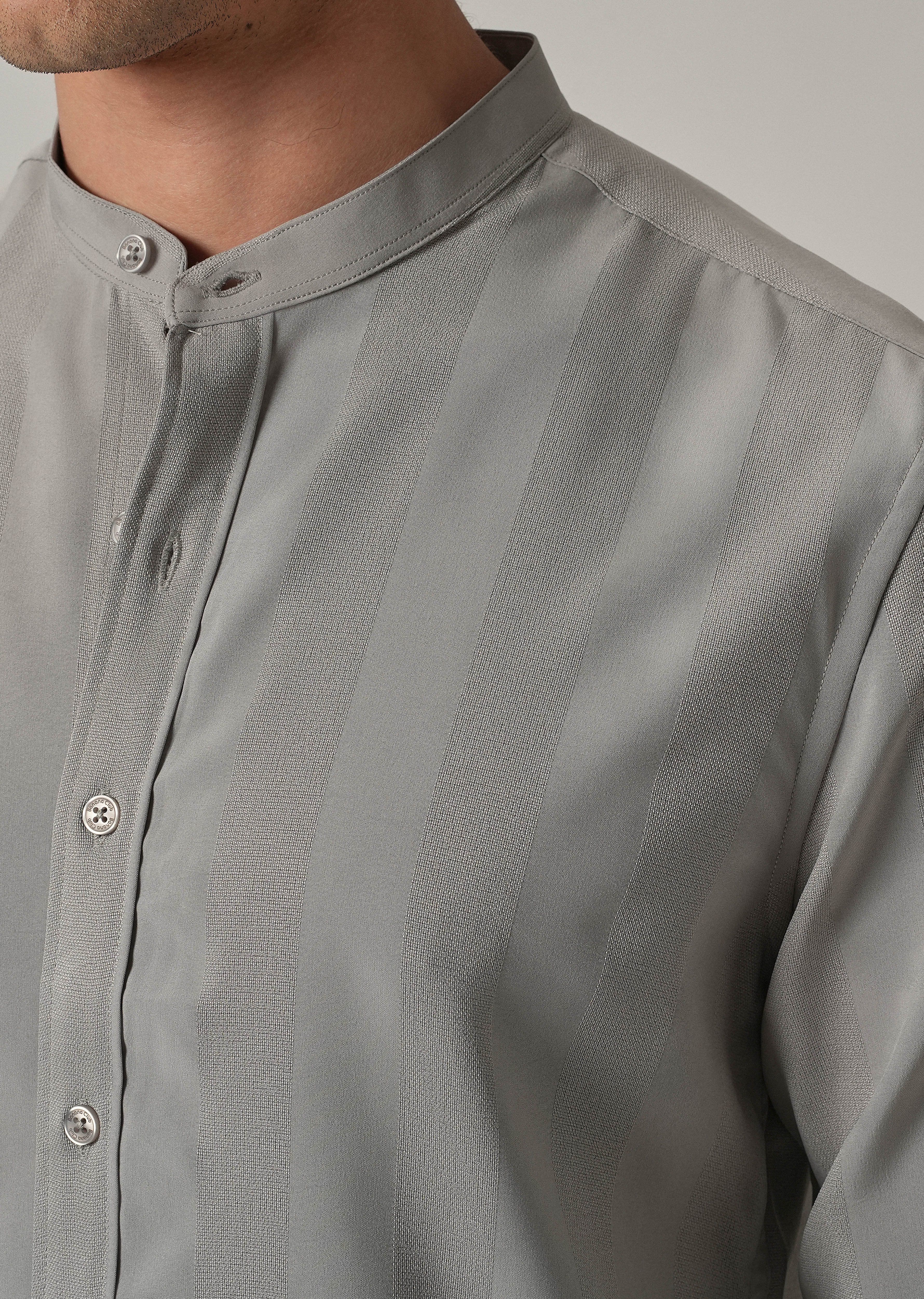 Slate Grey Plain Shein Patterned Shirt