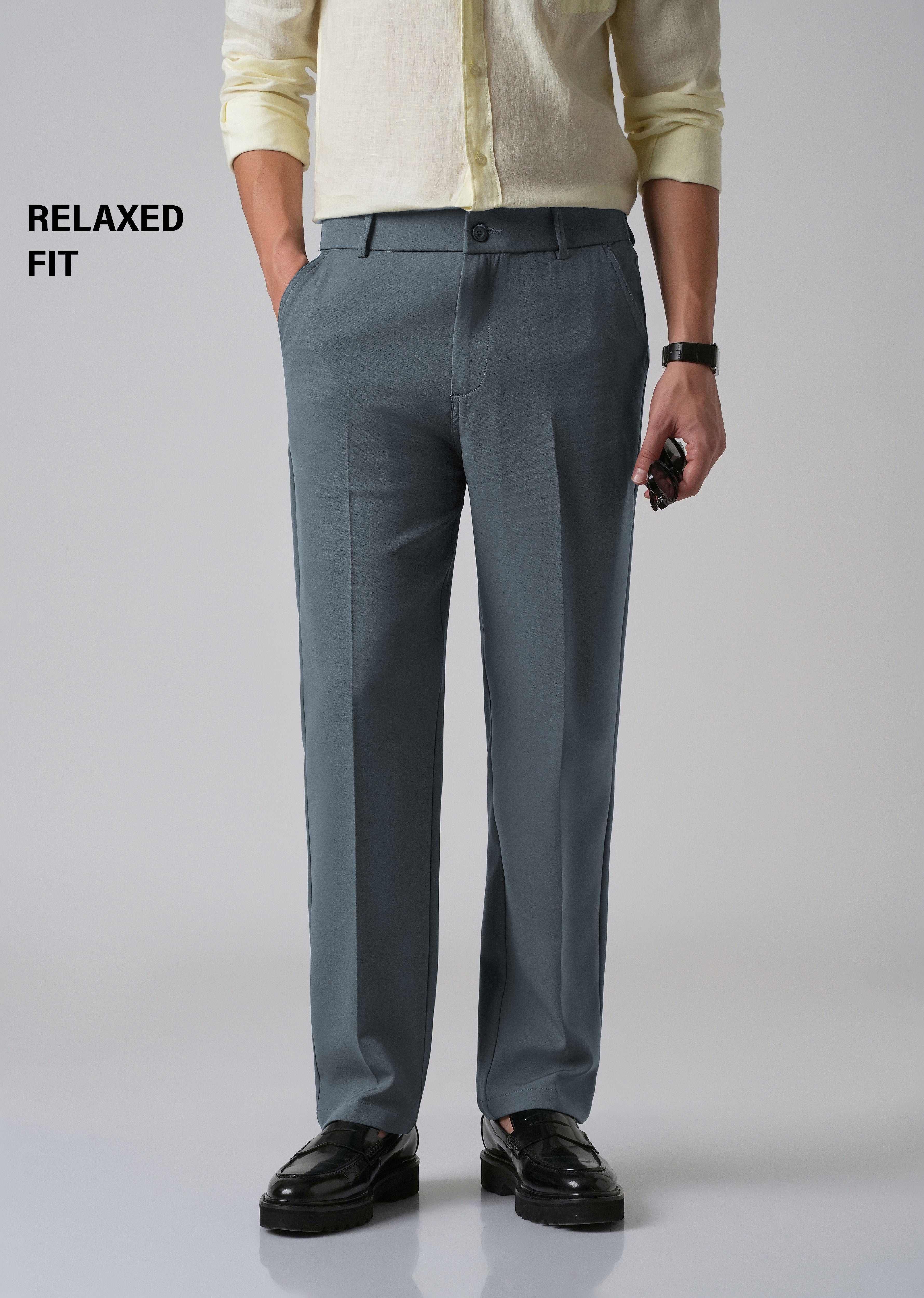 Slate Grey Relaxed Fit Trousers