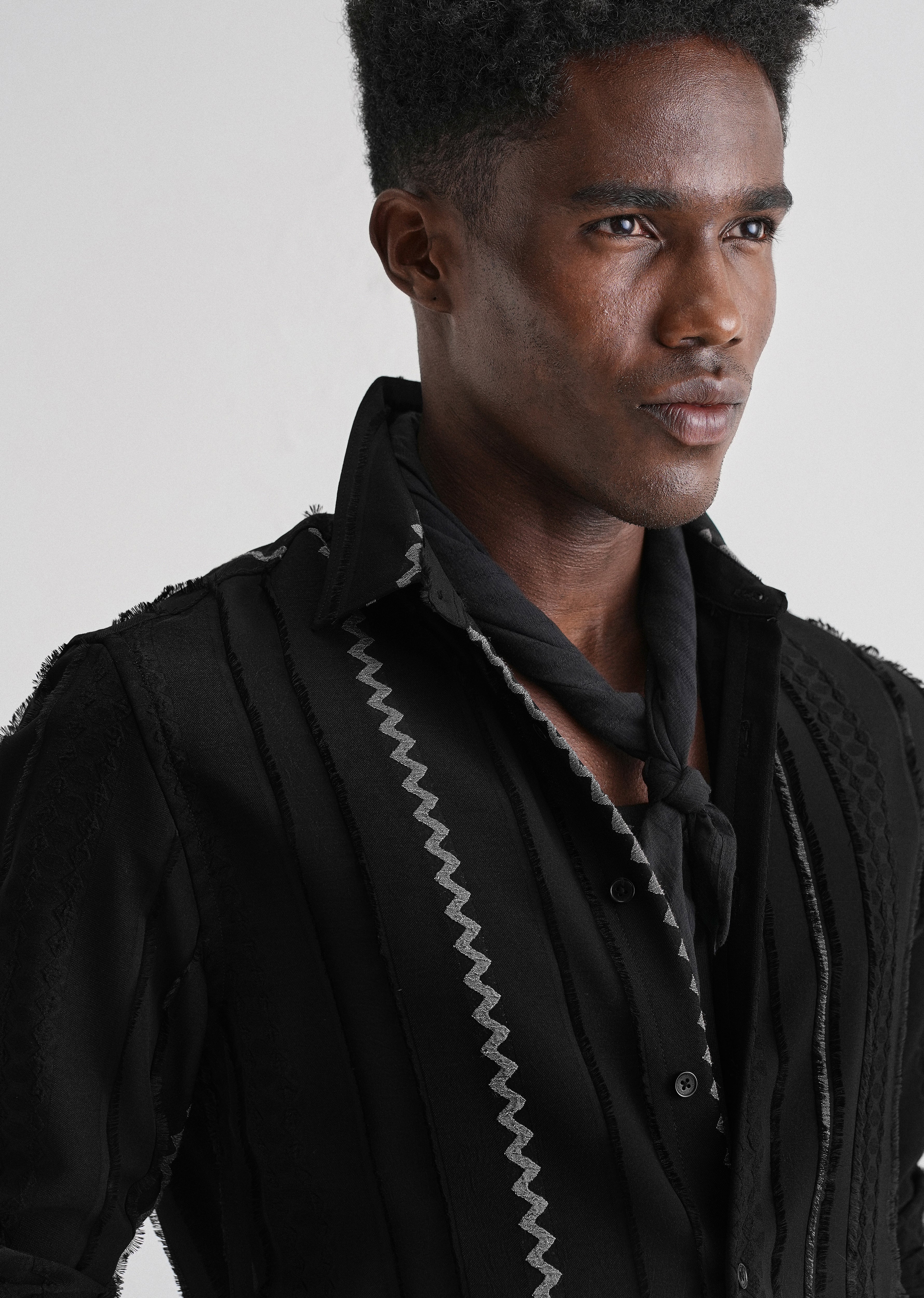 Sleek Black Vertical Chevron Striped Shirt