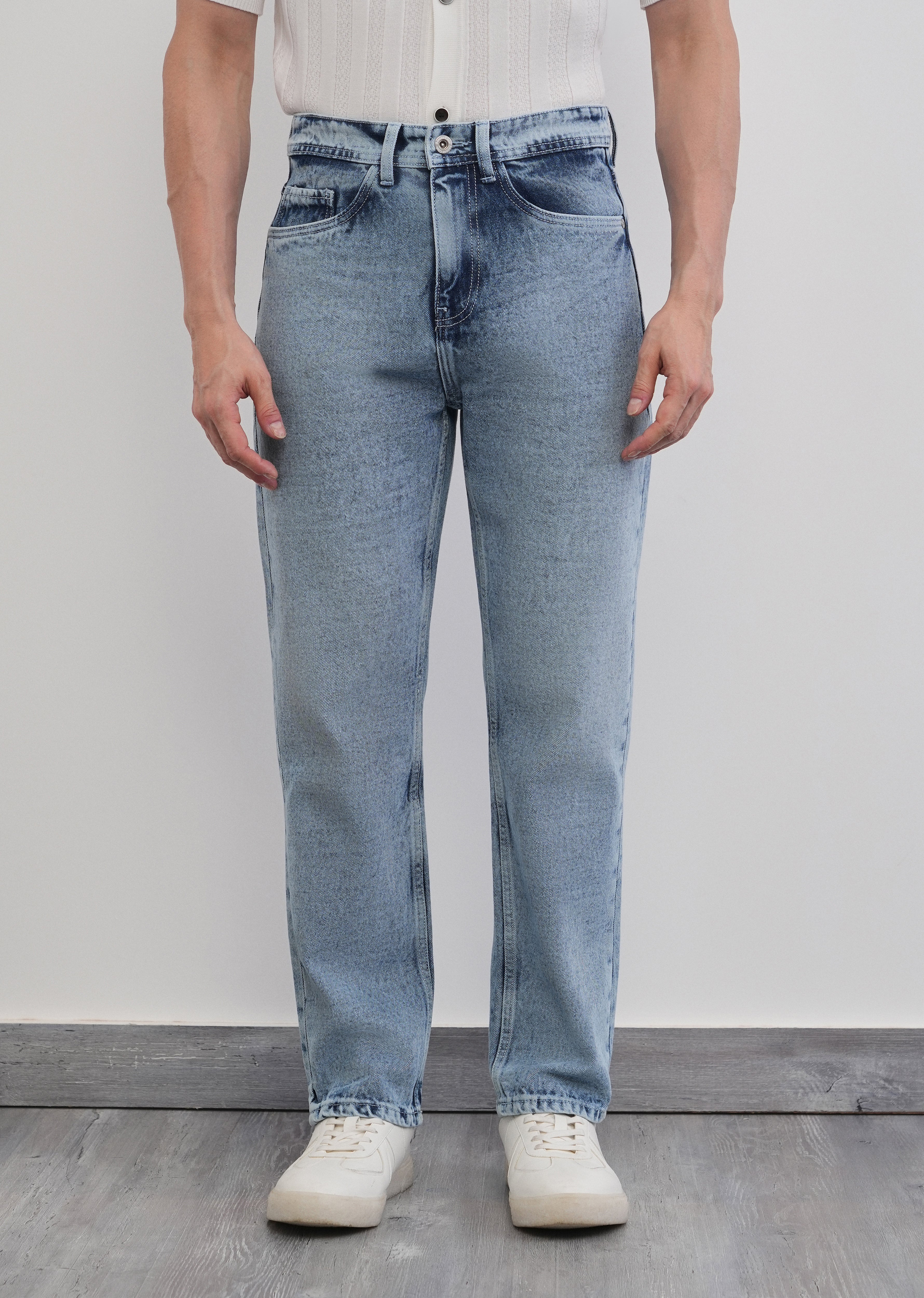 Slim Straight Fit Light Wash Jeans