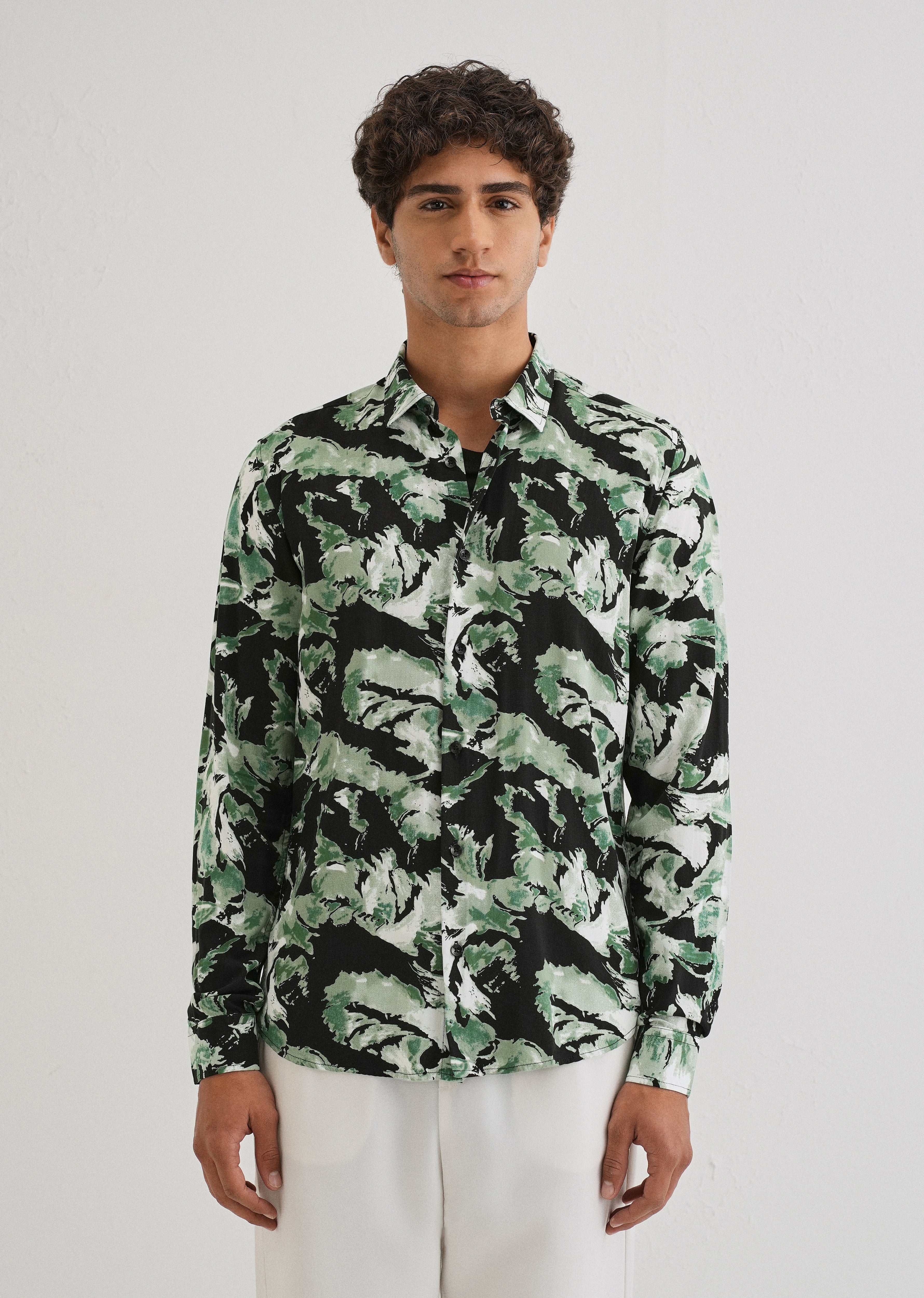 Smoke Green Print Full sleeve shirt
