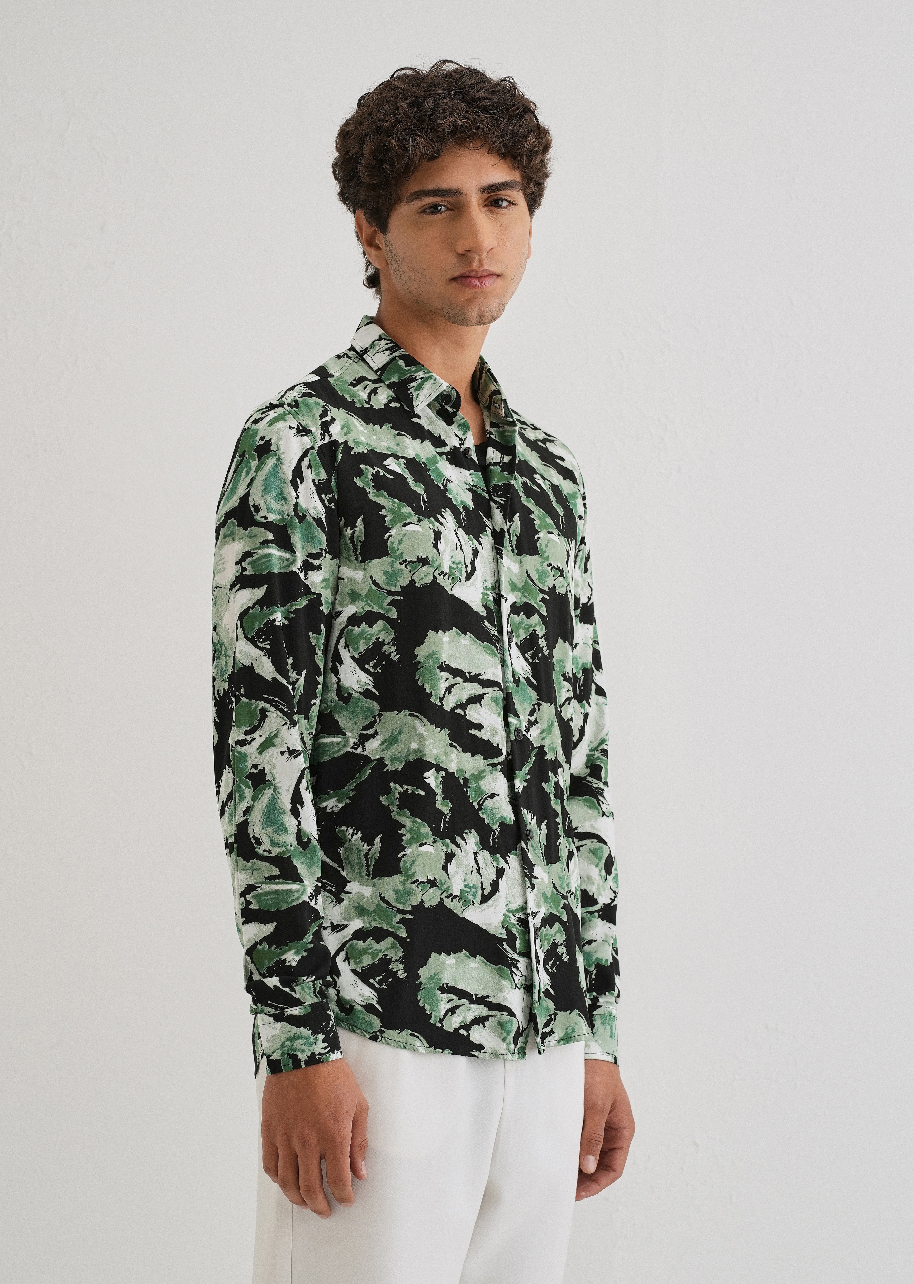 Smoke Green Print Full sleeve shirt