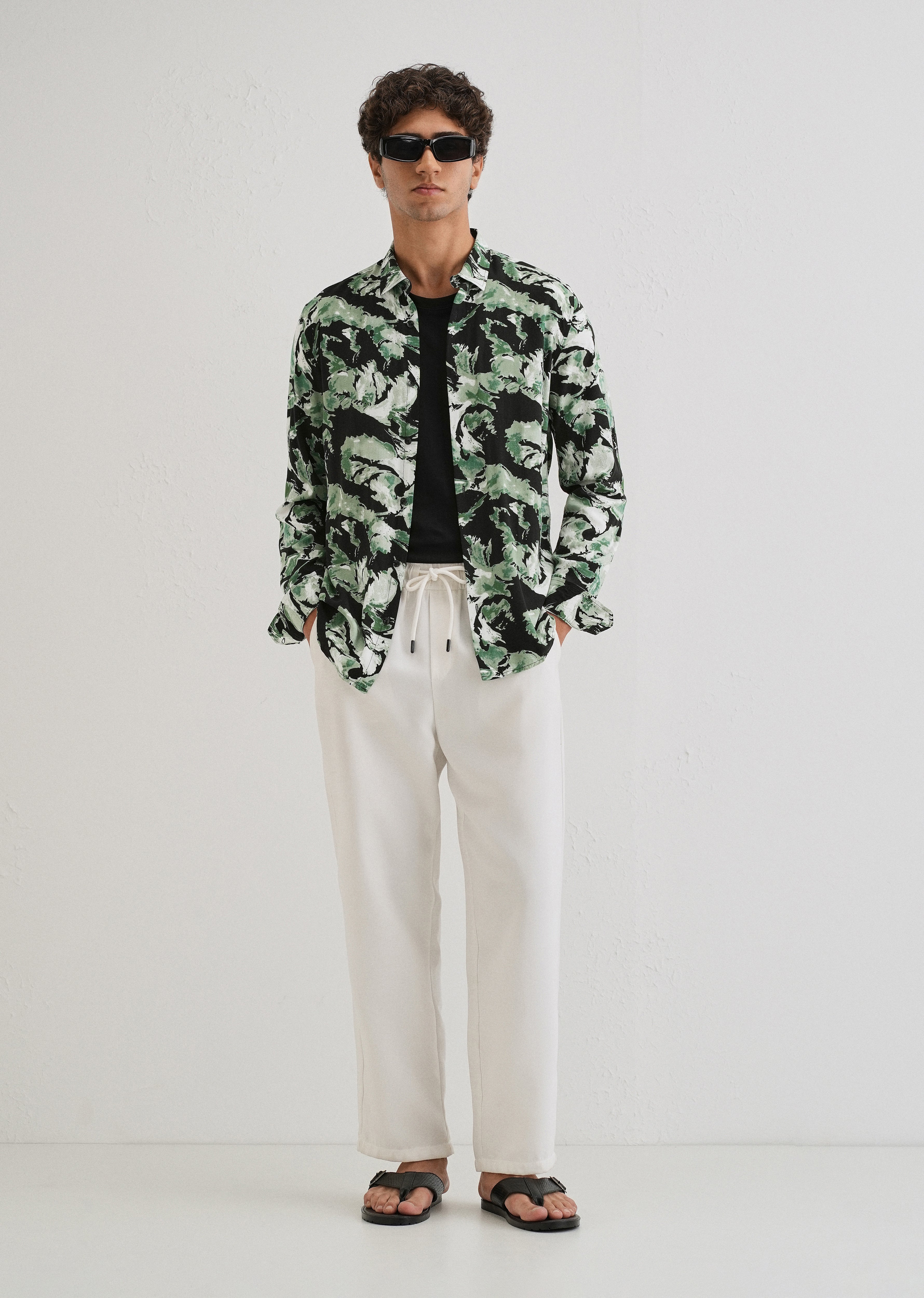 Smoke Green Print Full sleeve shirt