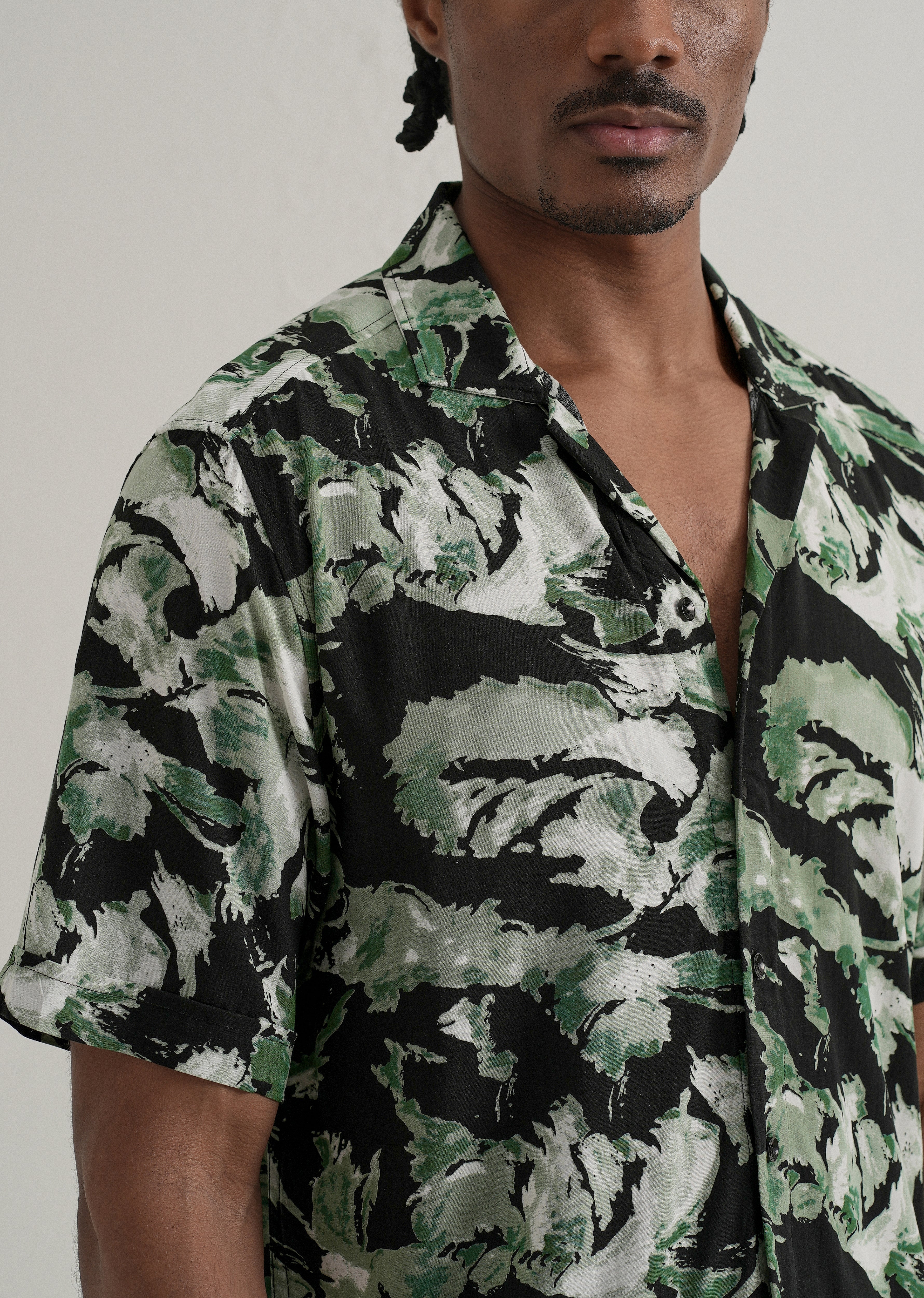Smoke Green Print Half sleeve shirt