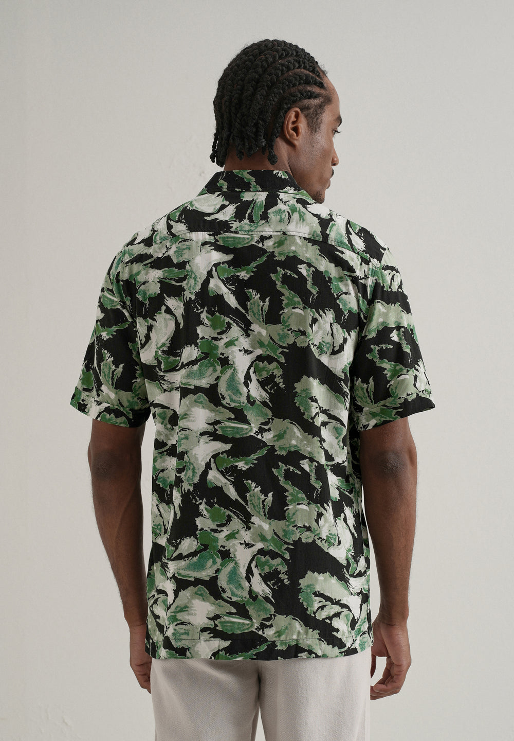 Smoke Green Print Half sleeve shirt