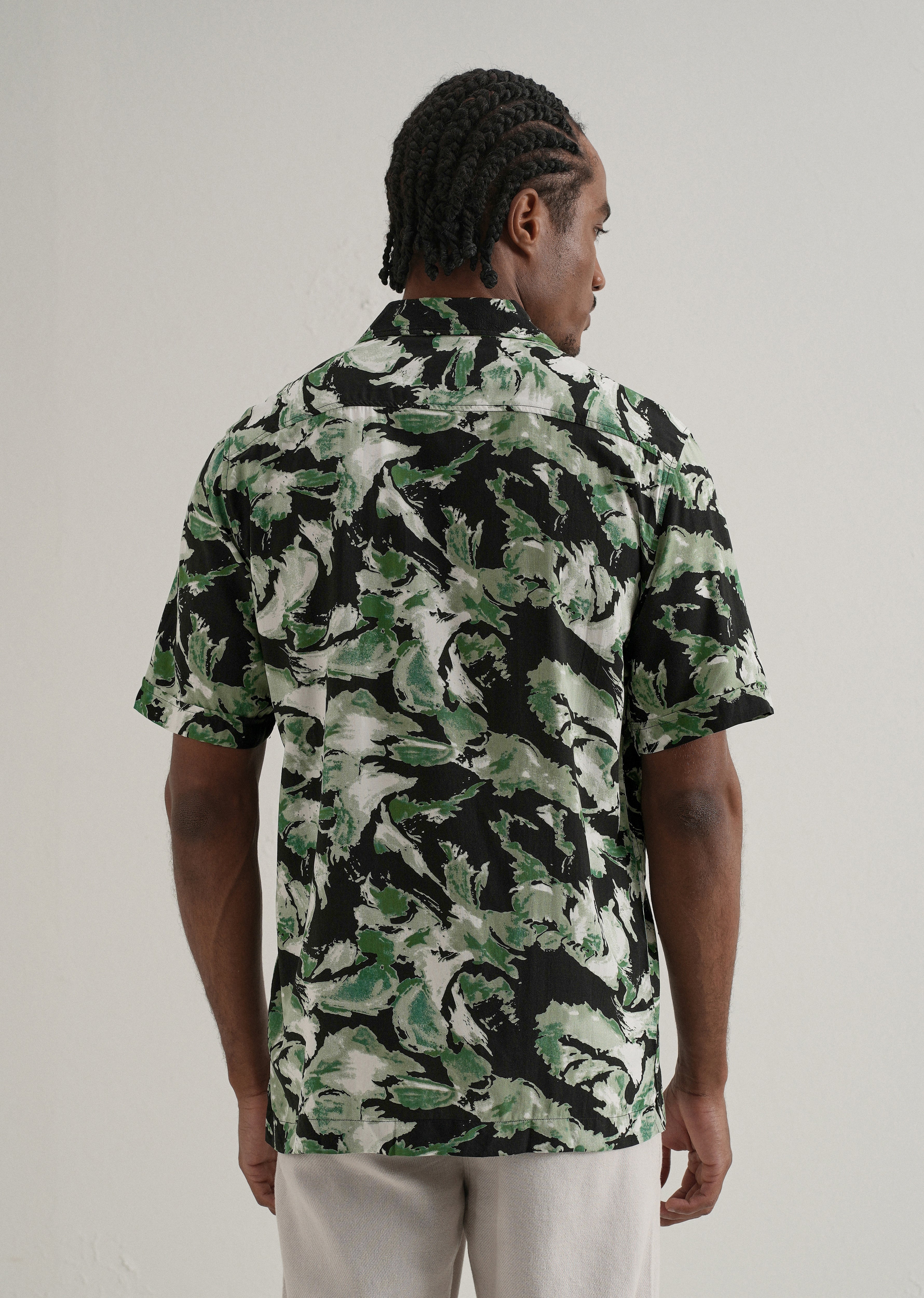Smoke Green Print Half sleeve shirt