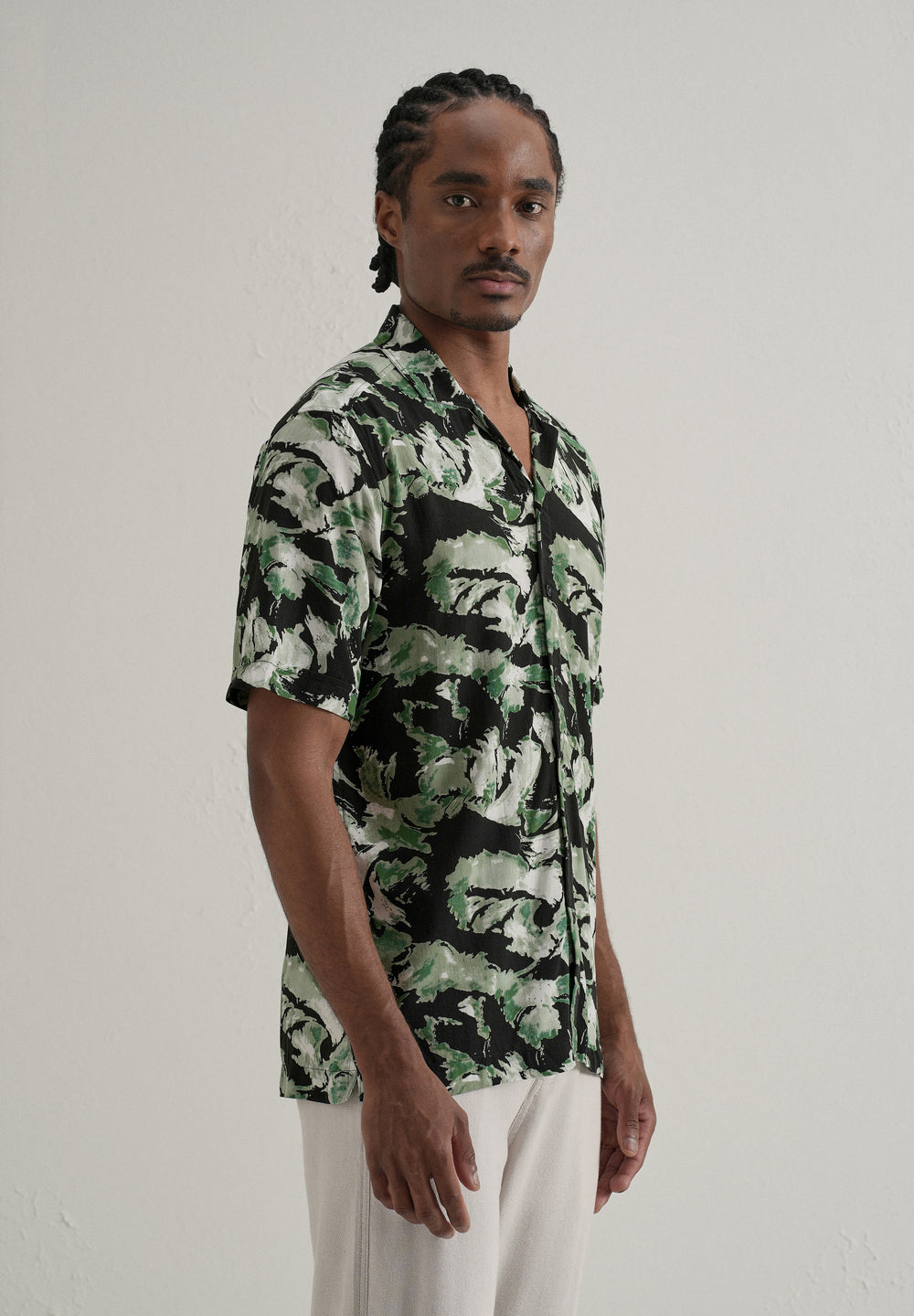 Smoke Green Print Half sleeve shirt
