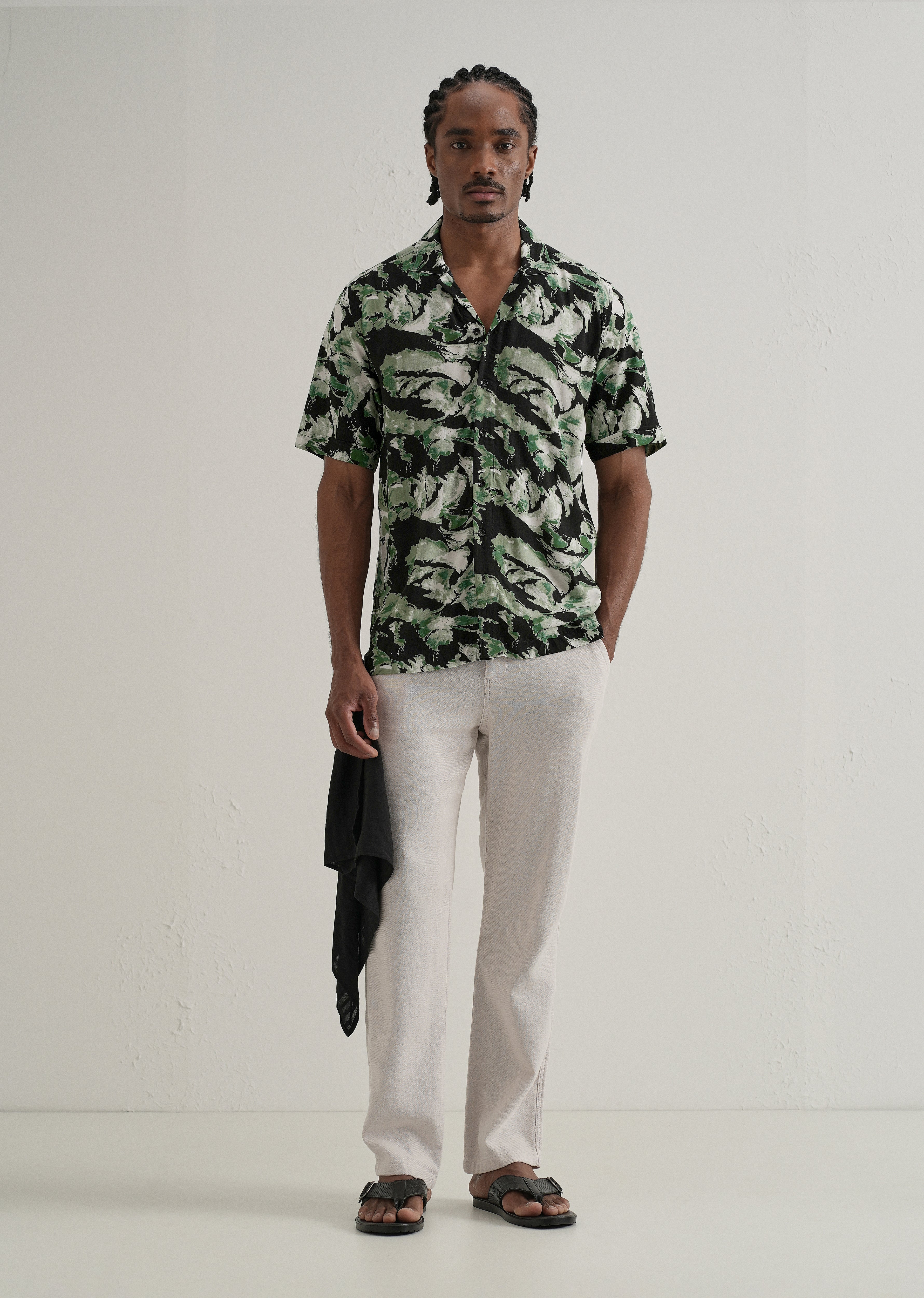 Smoke Green Print Half sleeve shirt