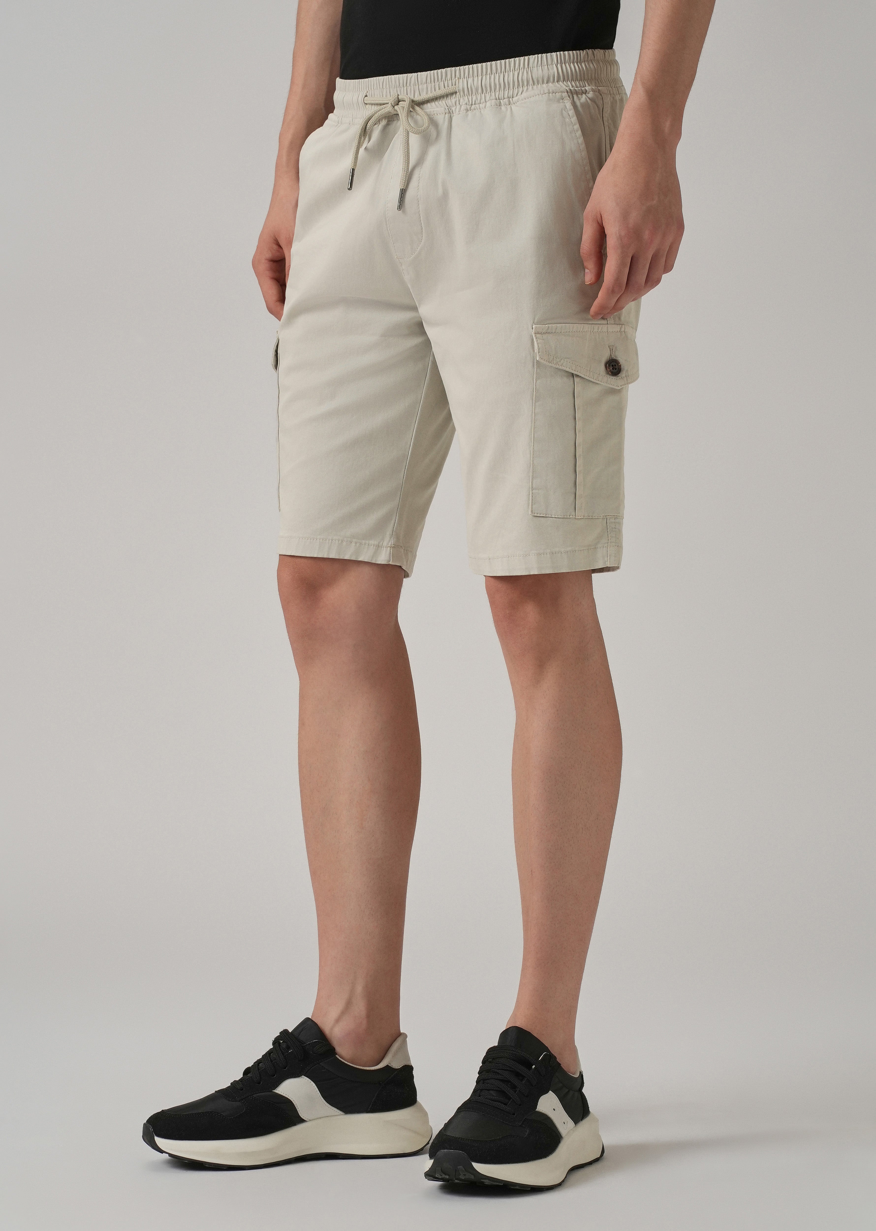 Smoke Grey Cotton Cargo Shorts