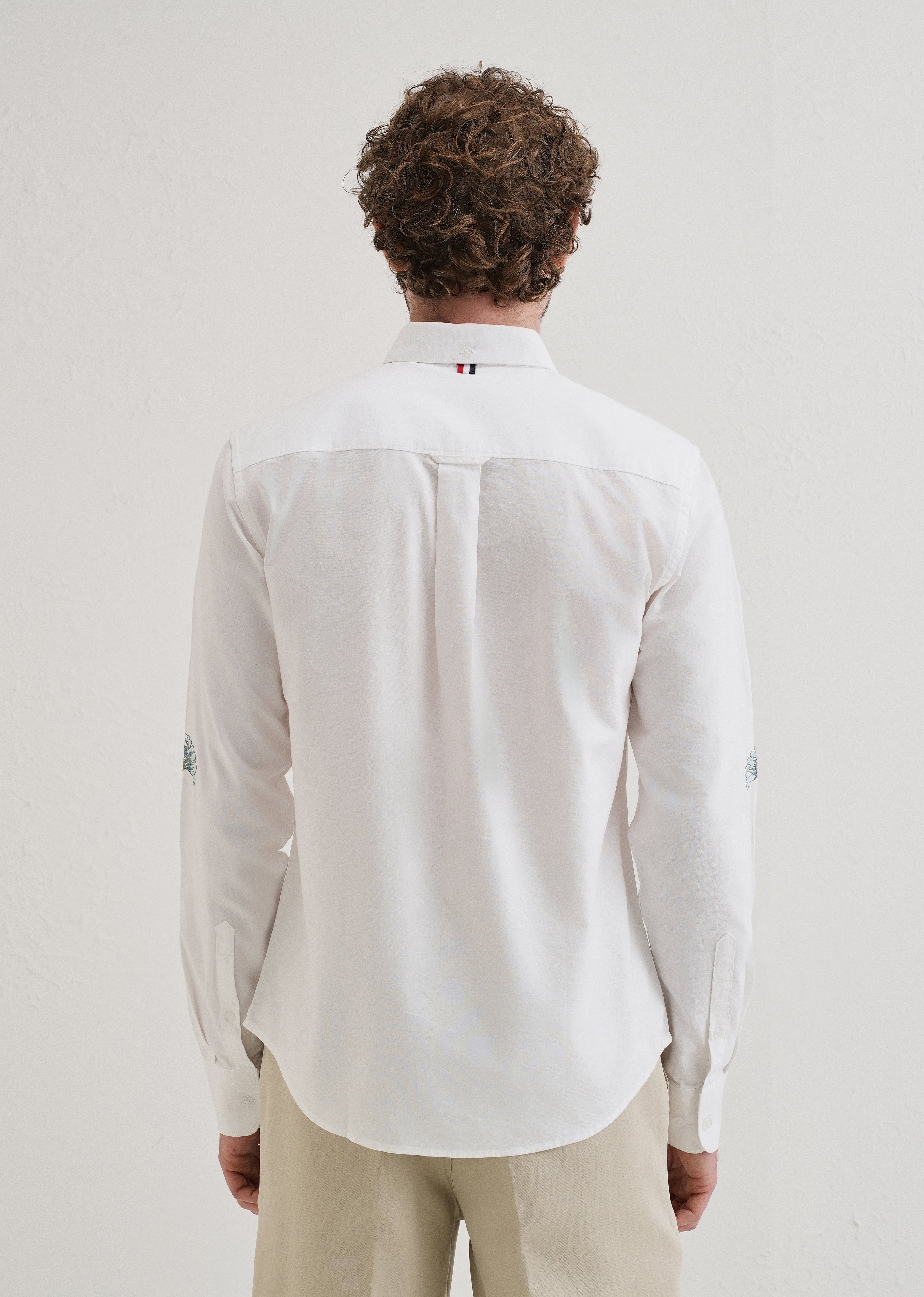 Snow White Floral Embroidery Shirt