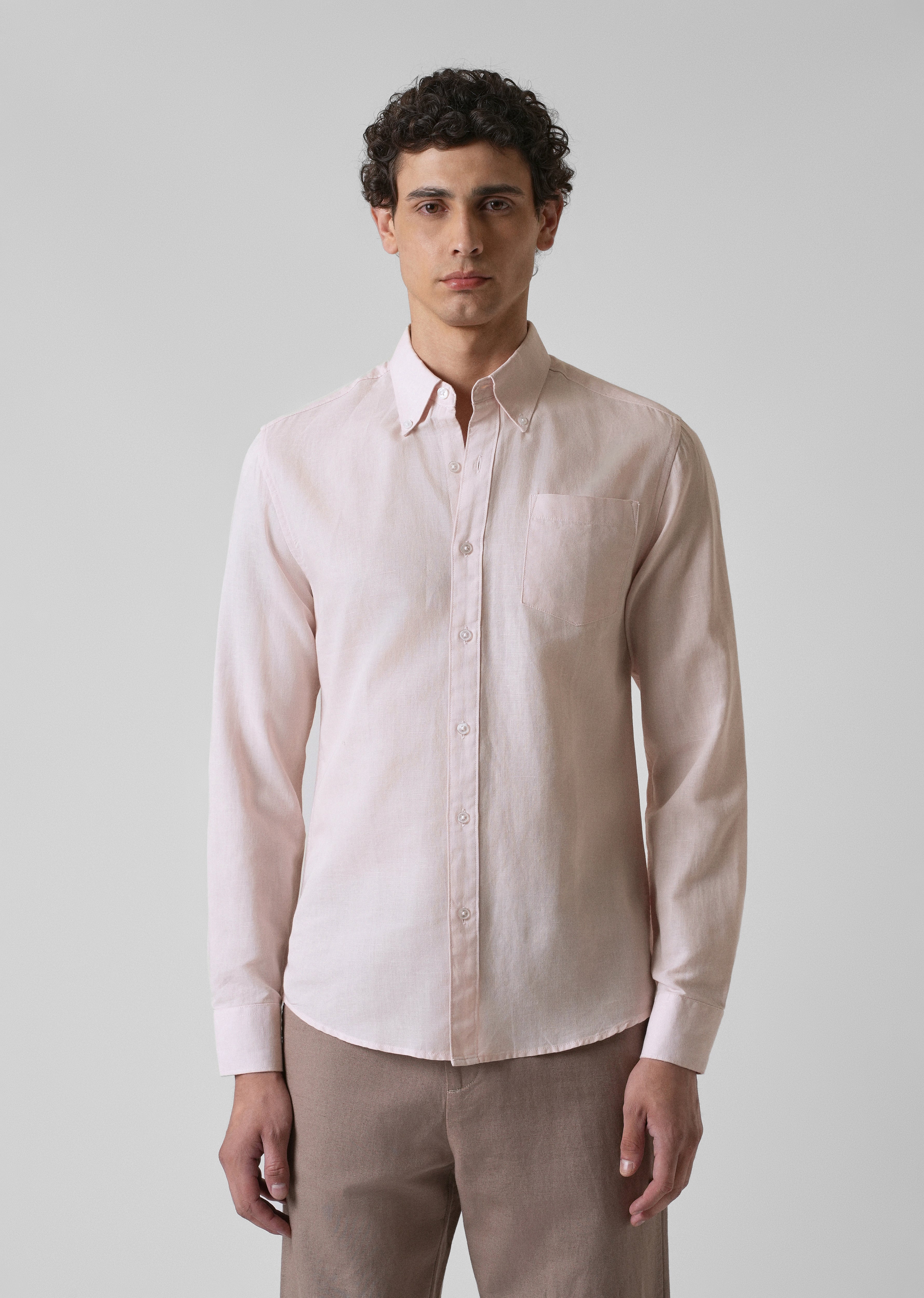 Soft Pink Cotton Linen Shirt