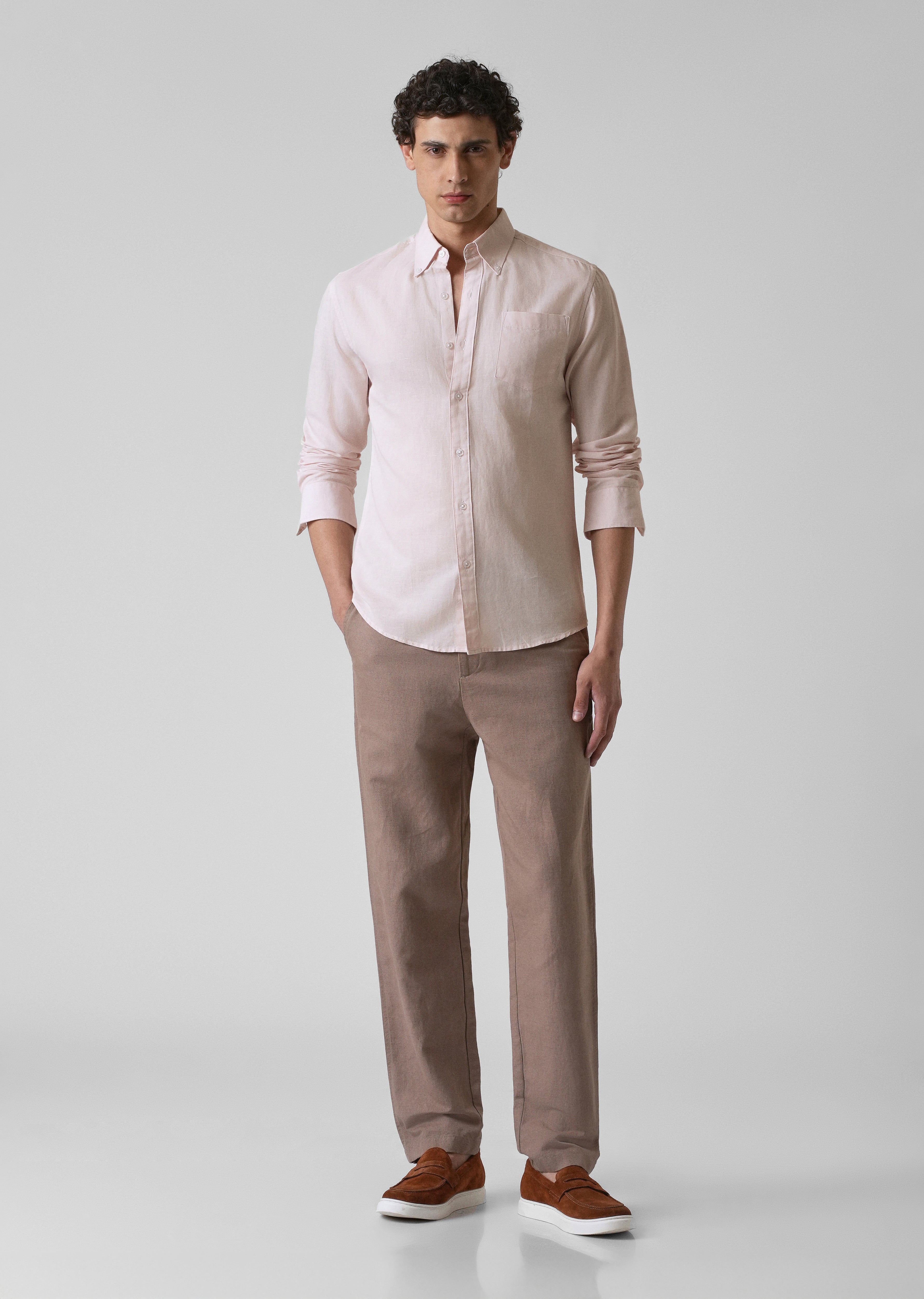 Soft Pink Cotton Linen Shirt