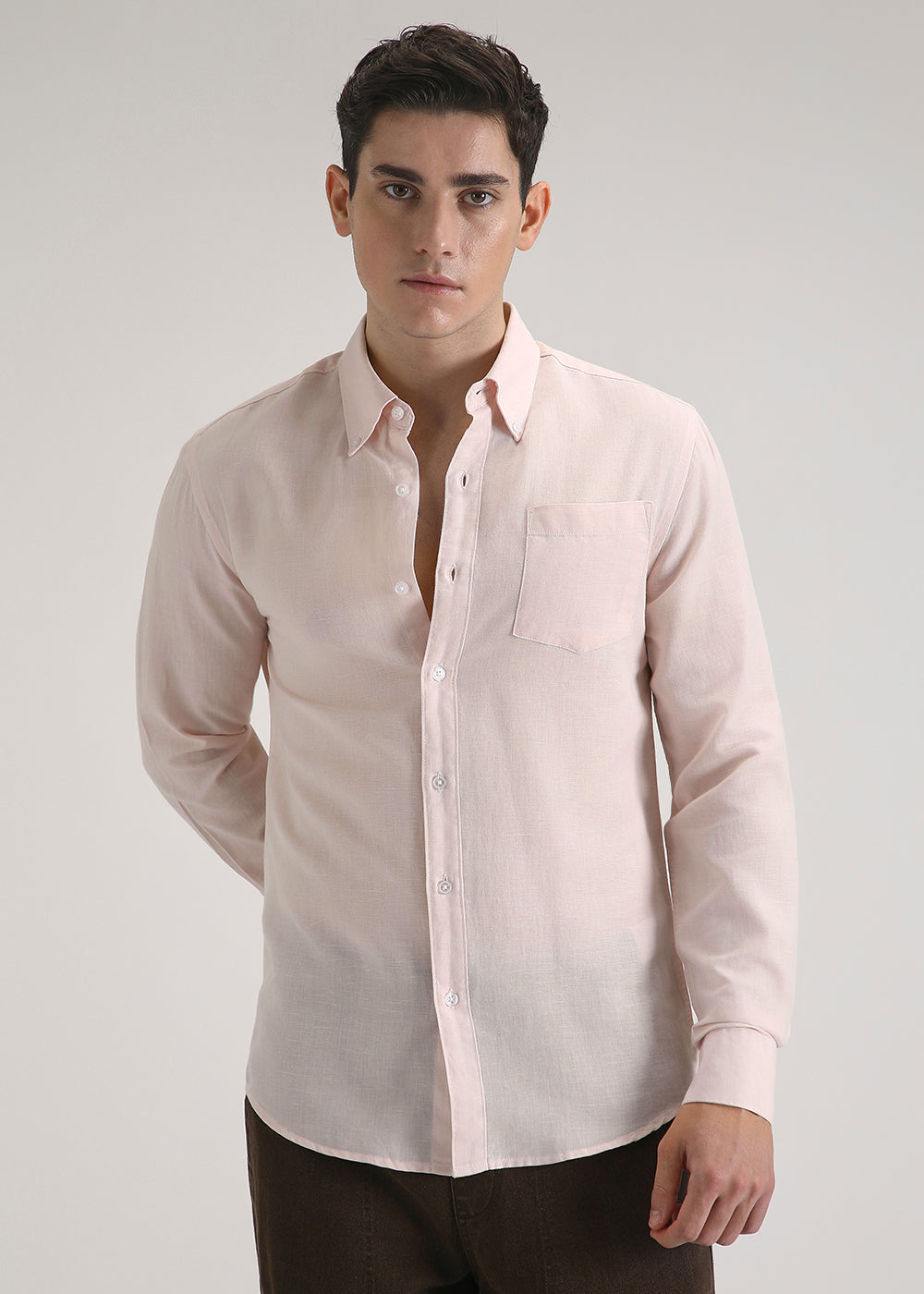 Soft Pink Cotton Linen Shirt