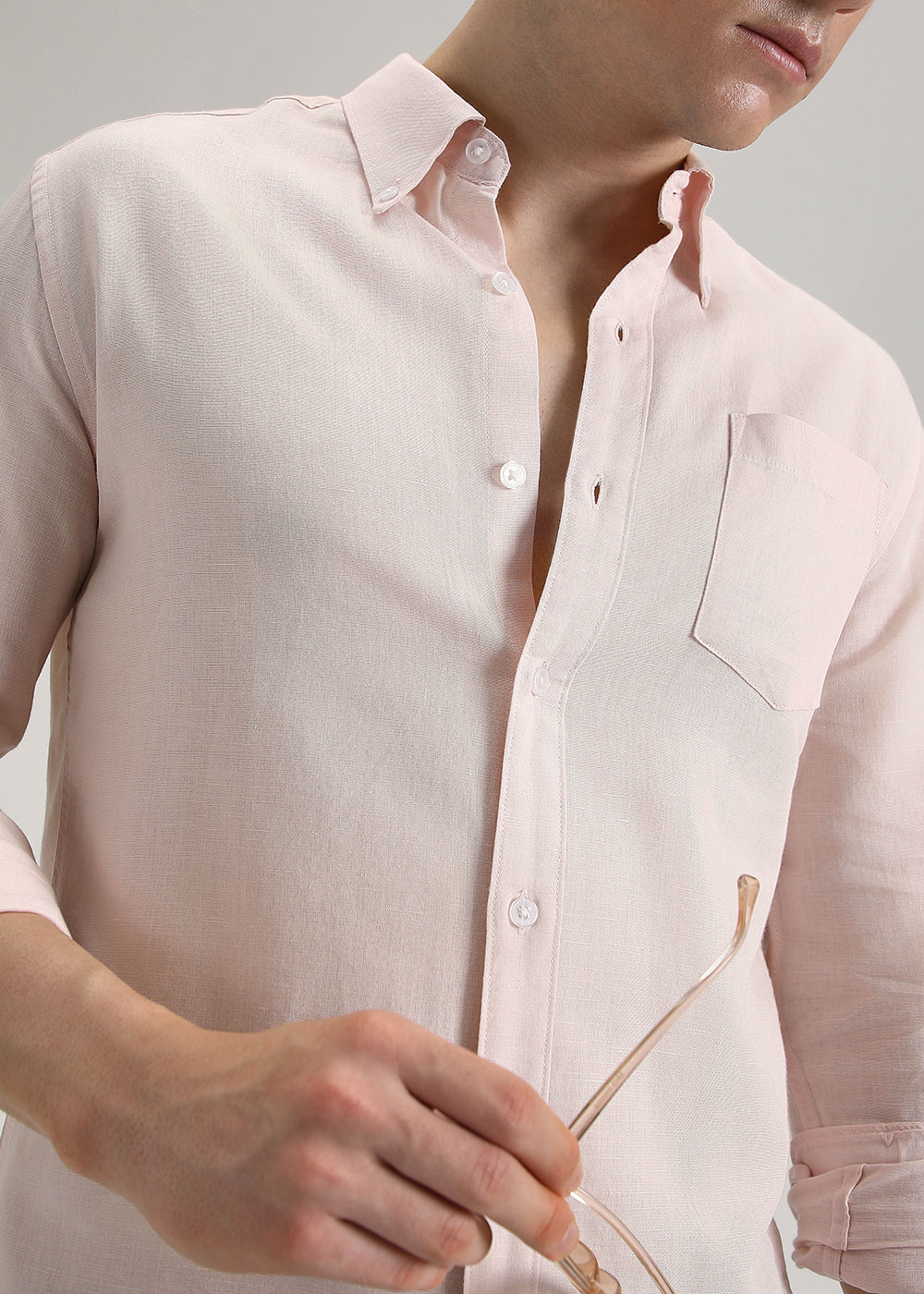 Soft Pink Cotton Linen Shirt