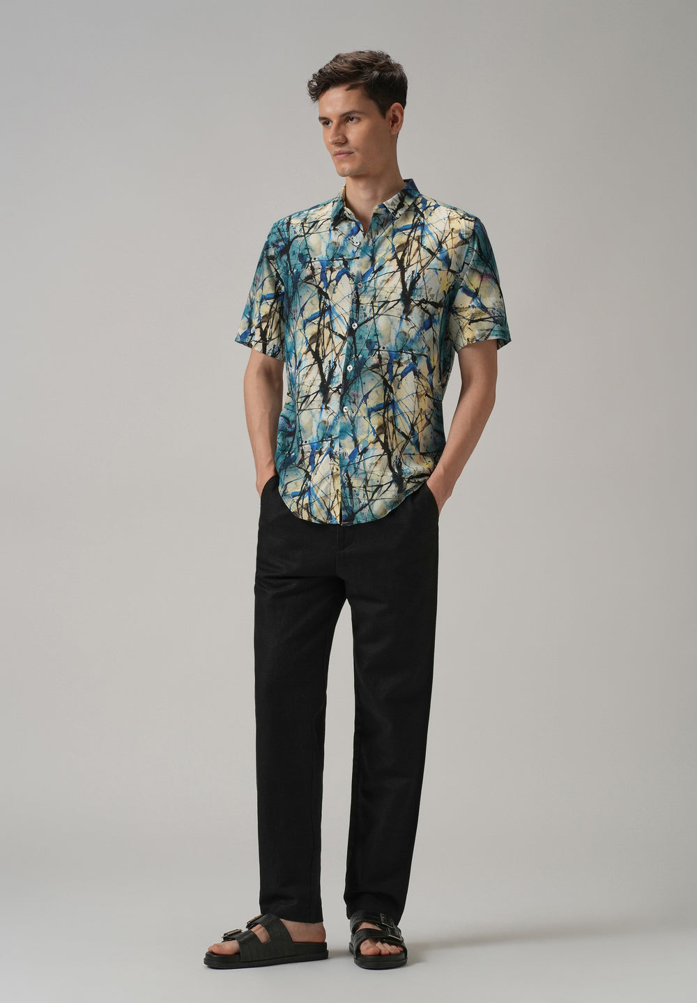 Spatter Blue Half Sleeve shirt