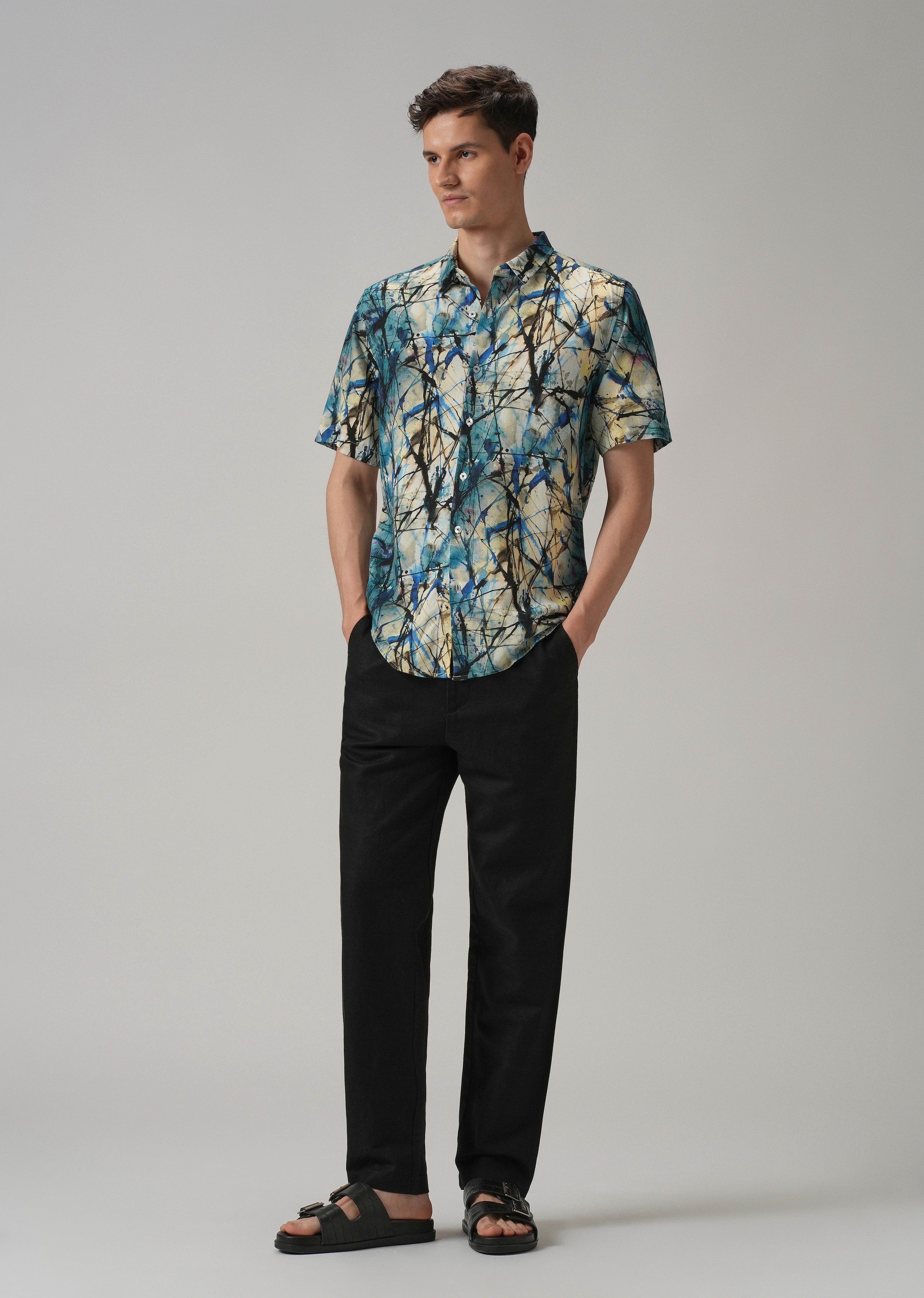Spatter Blue Half Sleeve shirt