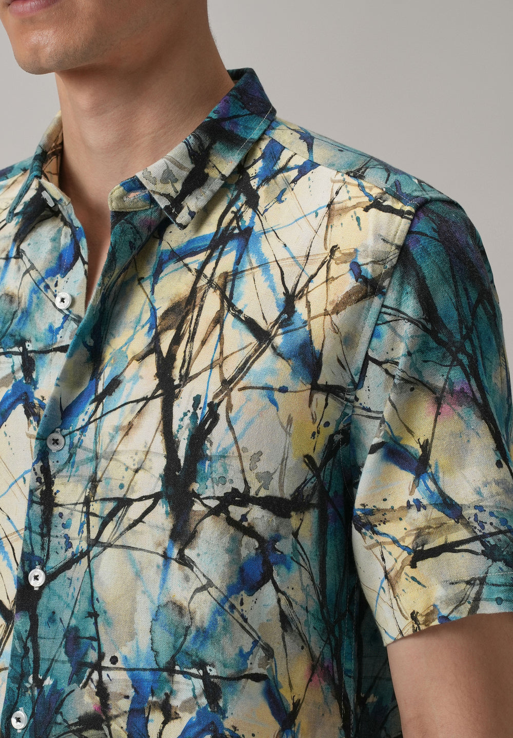 Spatter Blue Half Sleeve shirt