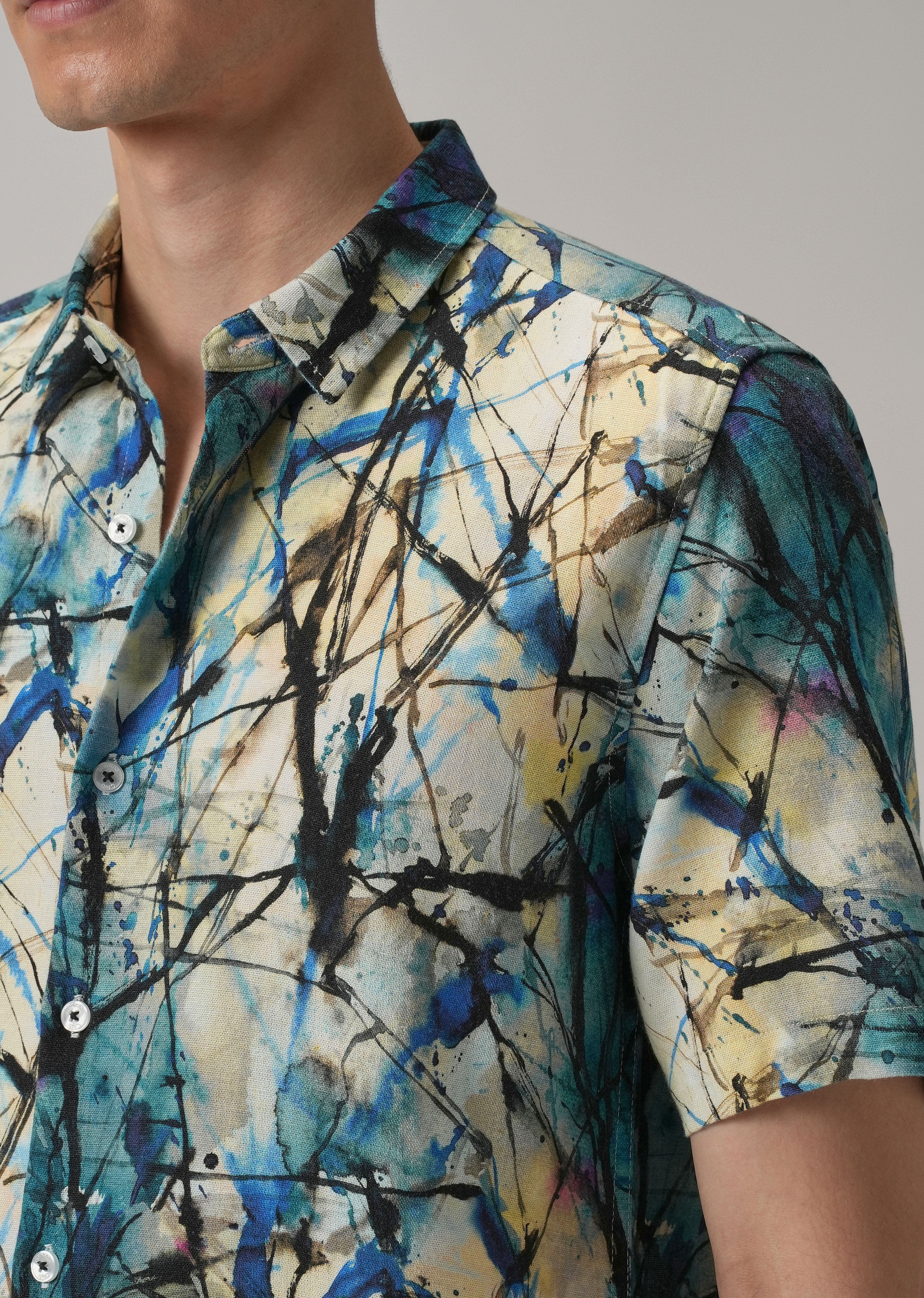 Spatter Blue Half Sleeve shirt