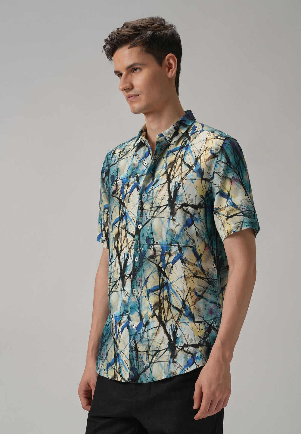 Spatter Blue Half Sleeve shirt