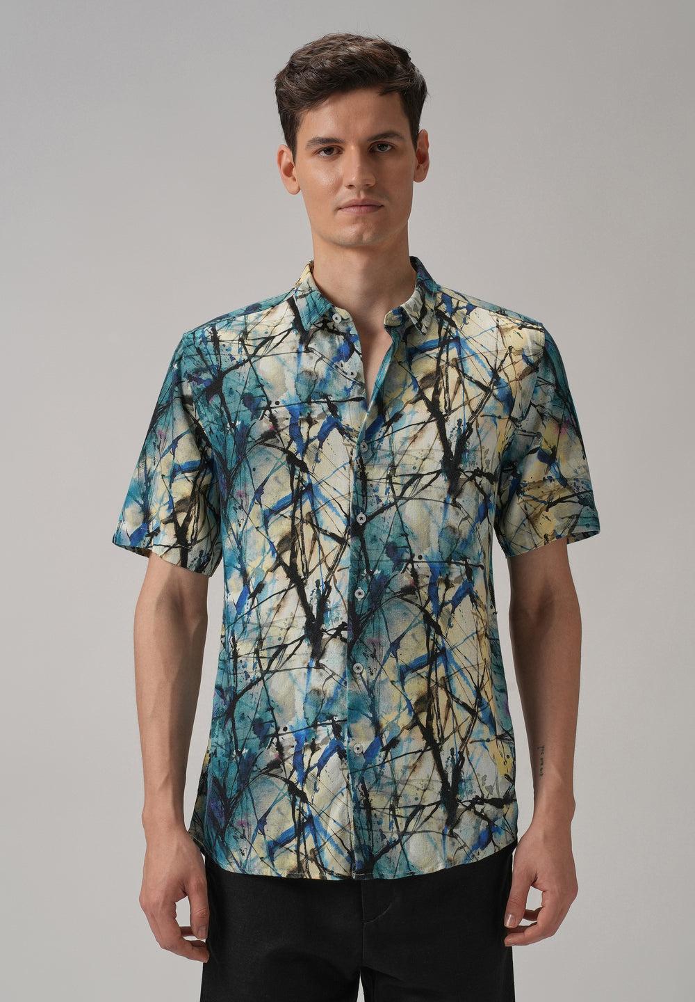 Spatter Blue Half Sleeve shirt