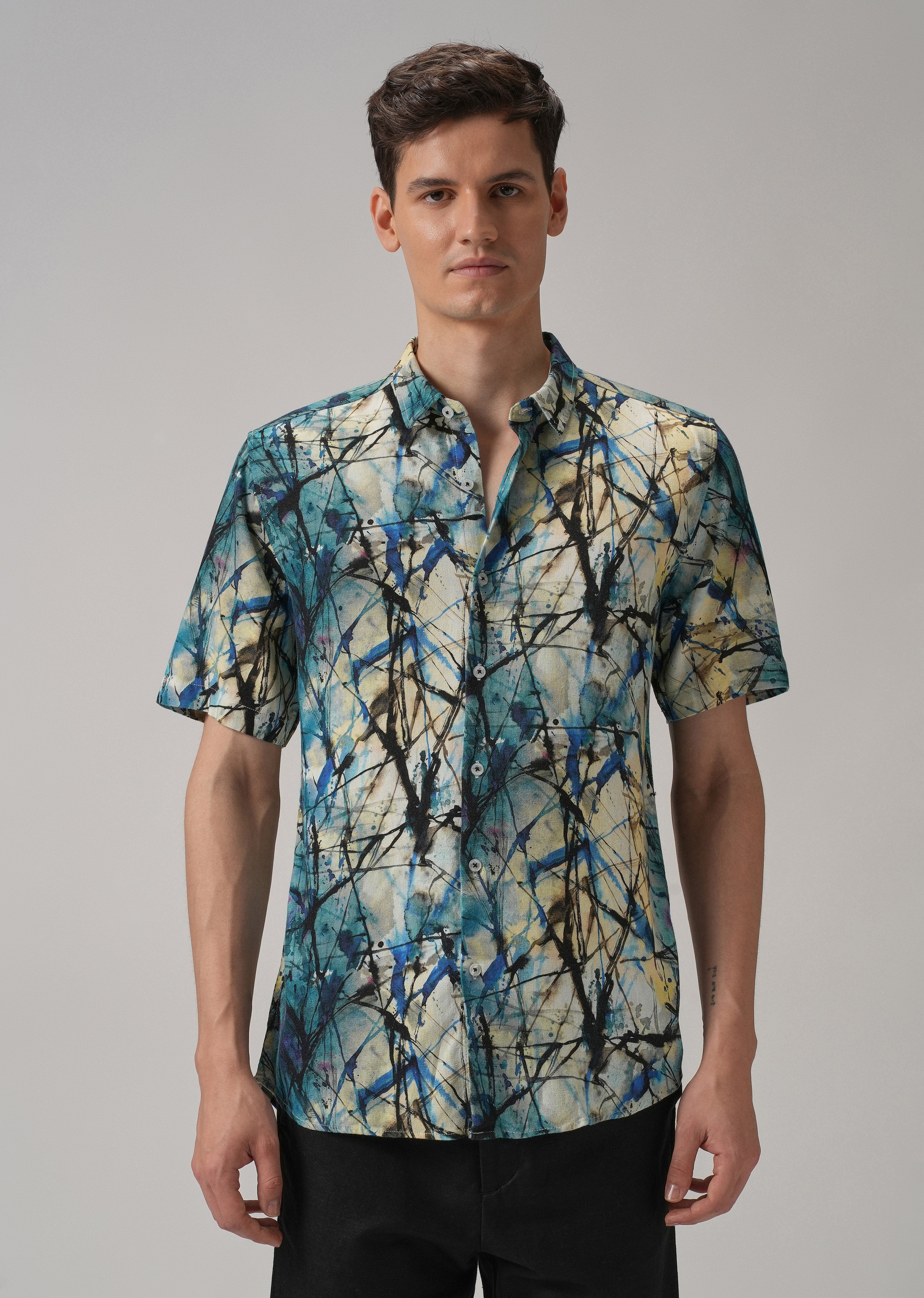 Spatter Blue Half Sleeve shirt