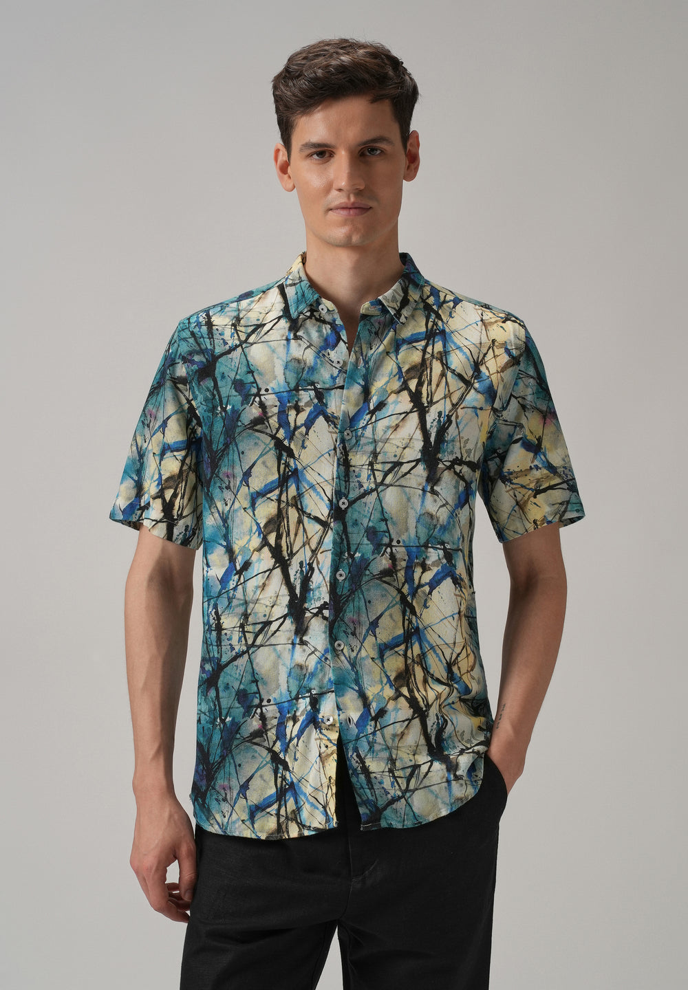 Spatter Blue Half Sleeve shirt